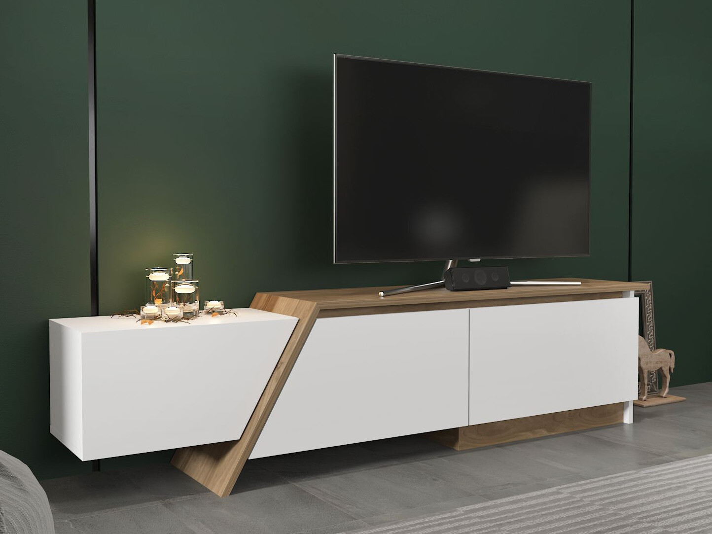 TV komoda Asheboro 219 (Belo + Orah)