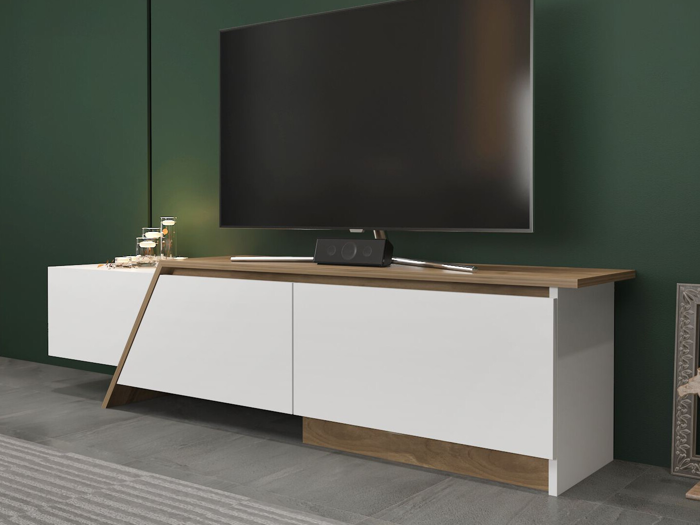 TV komoda Asheboro 219 (Belo + Orah)
