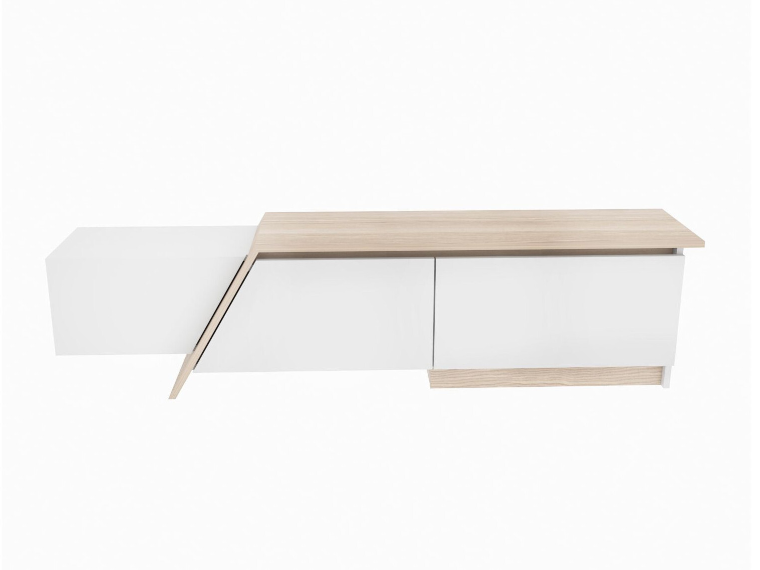 TV komoda Asheboro 219 (Belo + Svetlo drvo)