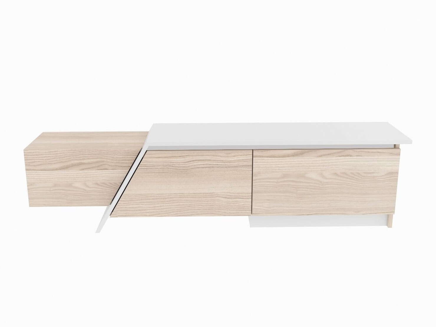 TV komoda Asheboro 219 (Svetlo drvo + Belo)
