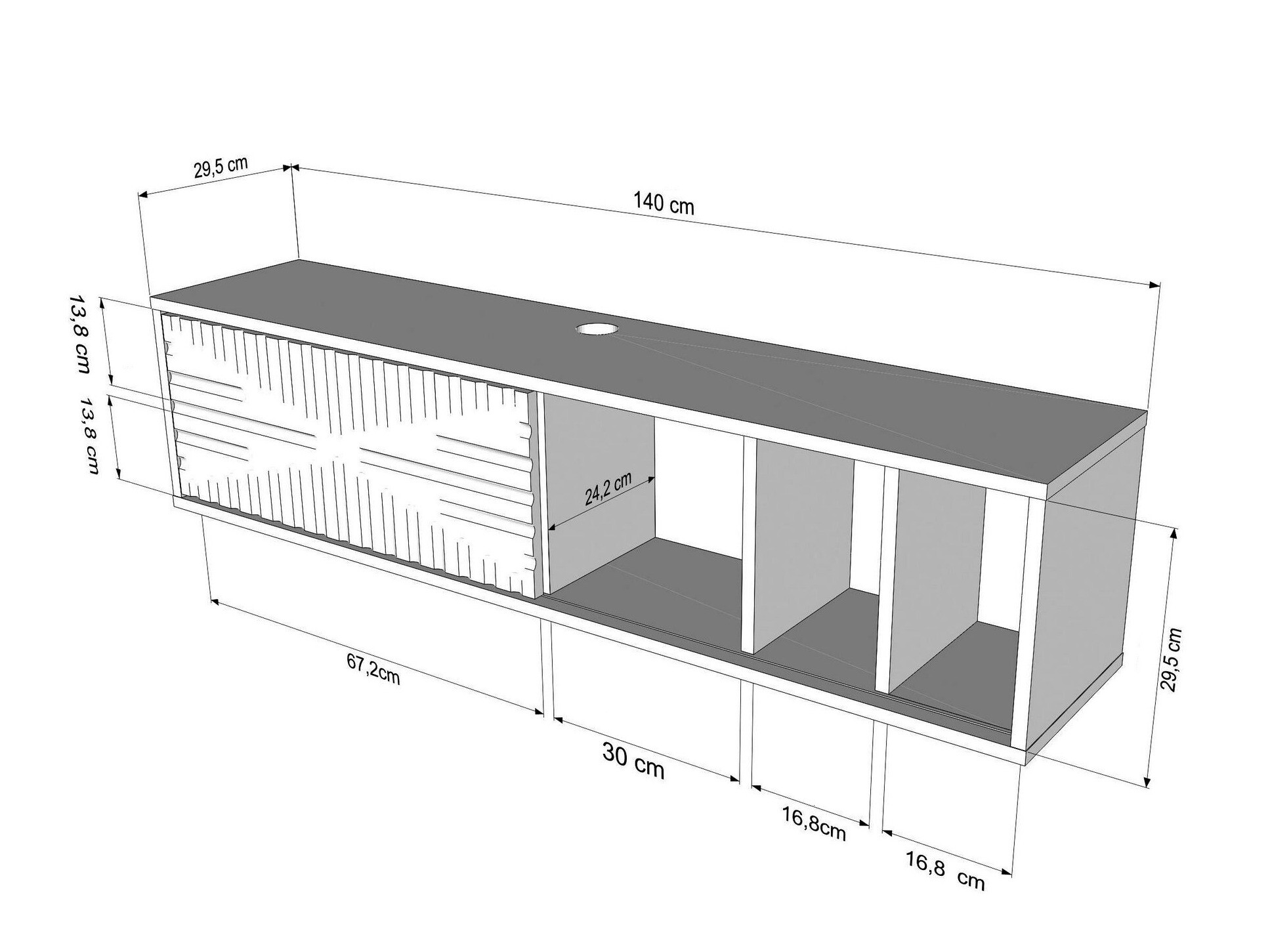 TV komoda Asheboro 217 (Belo + Crni mermer)
