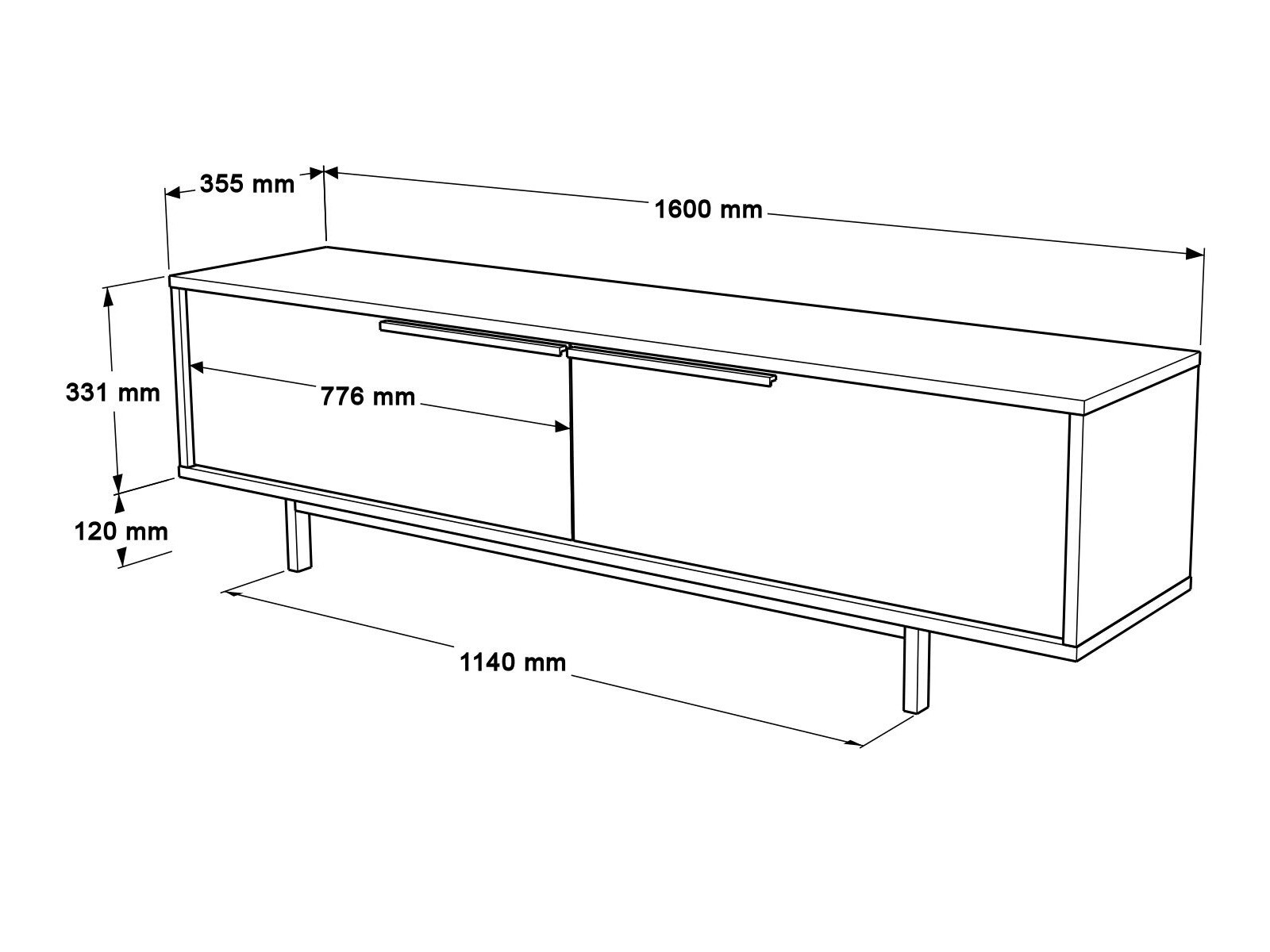 TV komoda Fertore 101 (Hrast + Belo)