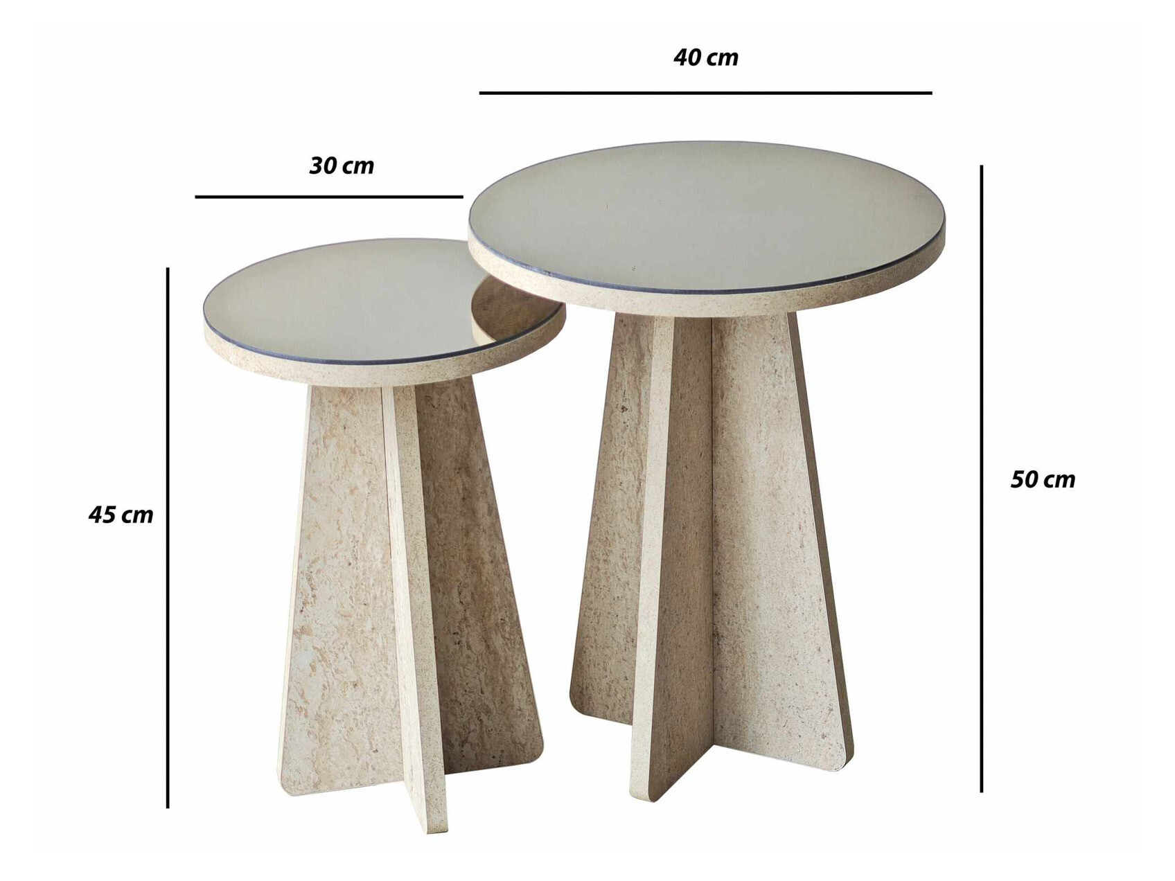 Set pomoćnih stočića Kailua 2821 (Svetli travertin)