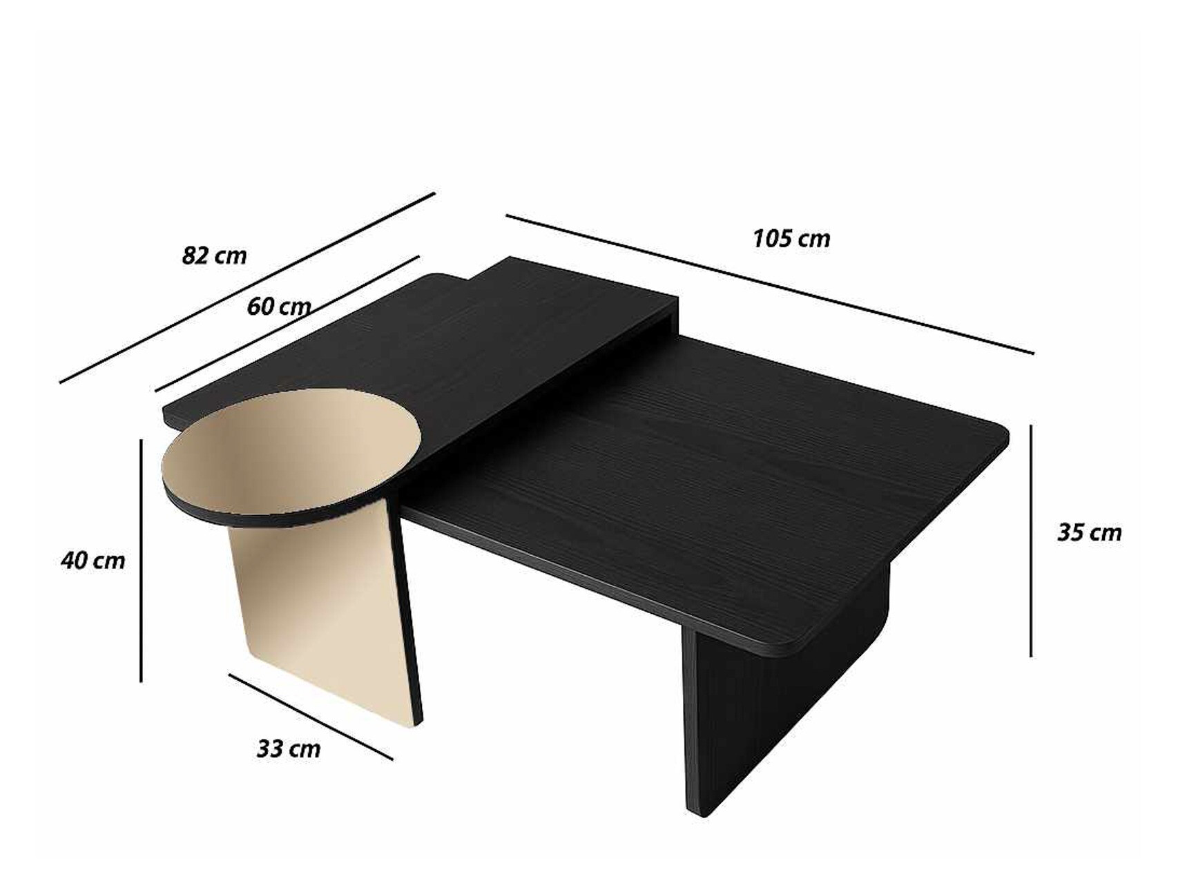 Set stočića za kafu Kailua 2822 (Crno)