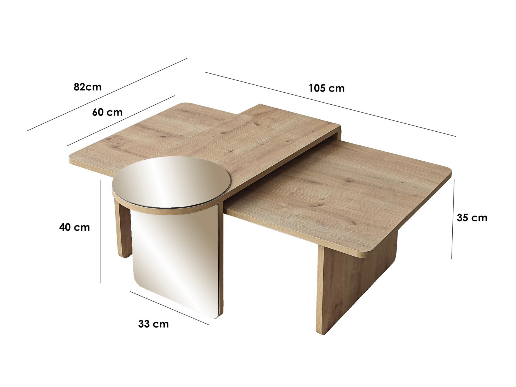 Set stočića za kafu Kailua 2822 (Hrast)