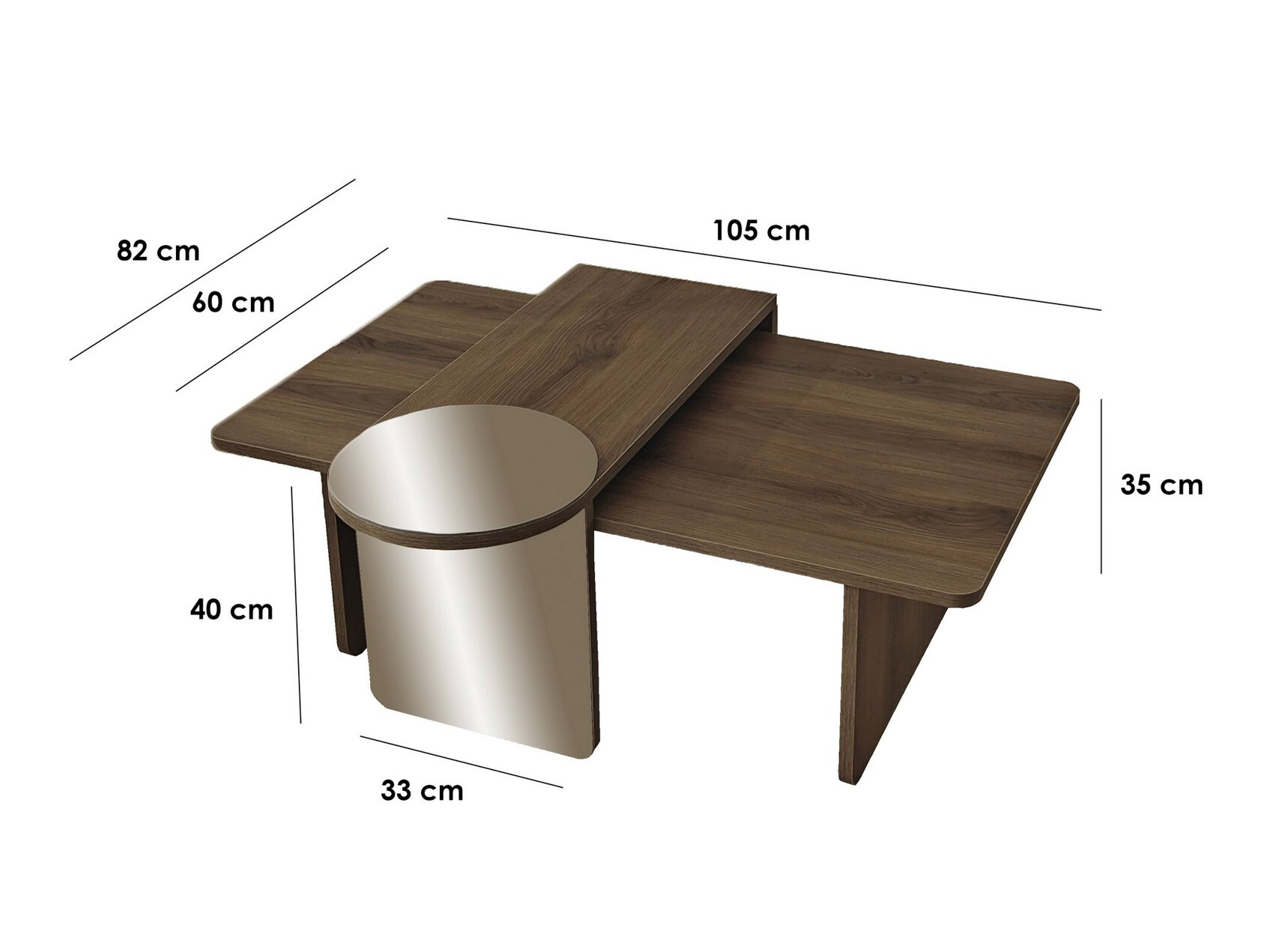 Set stočića za kafu Kailua 2822 (Orah)