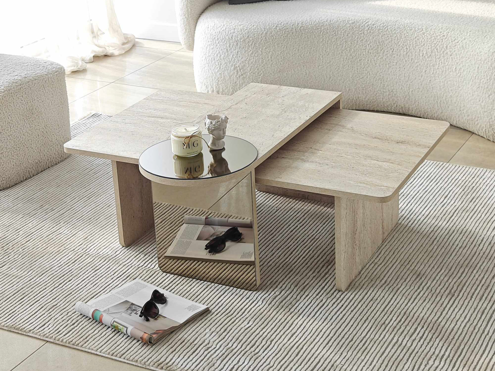 Set stočića za kafu Kailua 2822 (Svetli travertin)