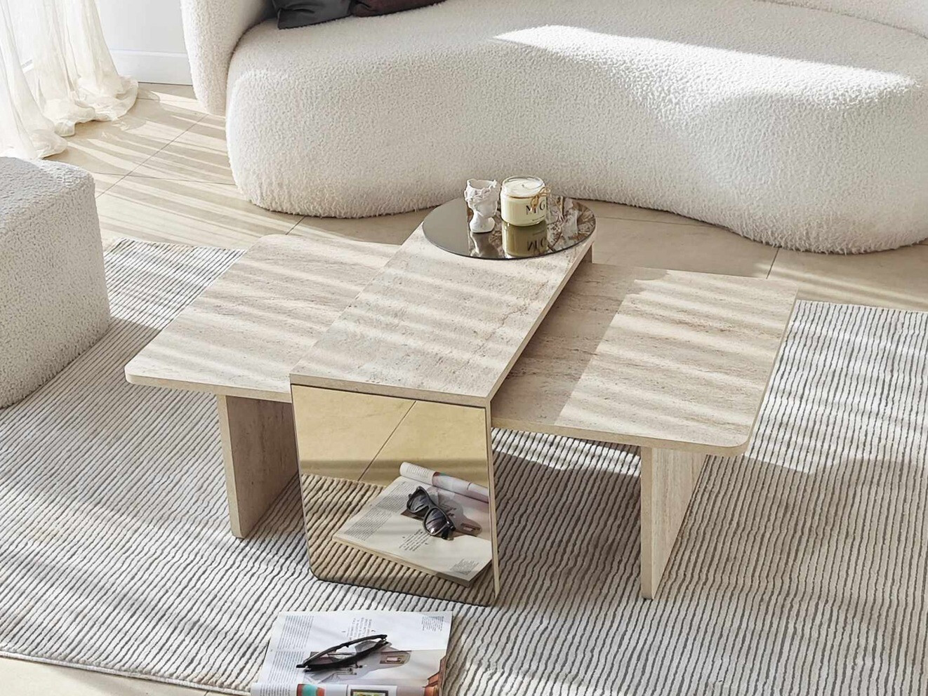 Set stočića za kafu Kailua 2822 (Svetli travertin)