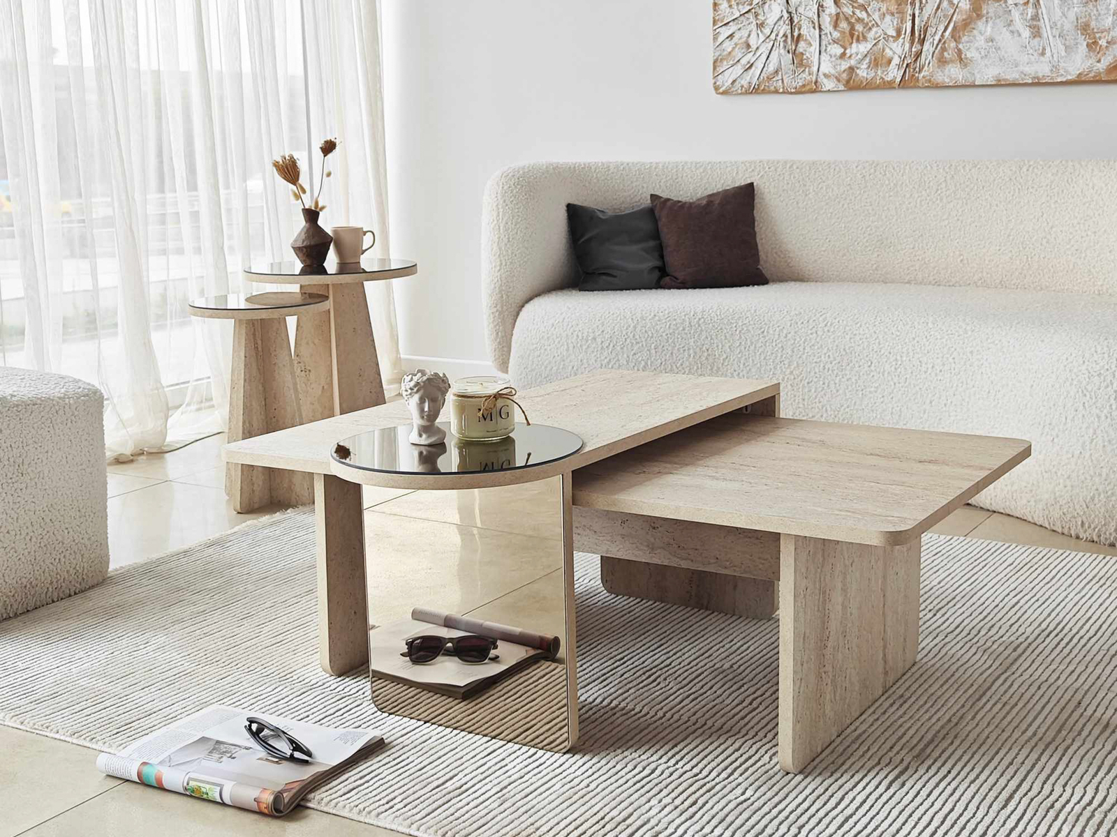 Set stočića za kafu Kailua 2823 (Svetli travertin)