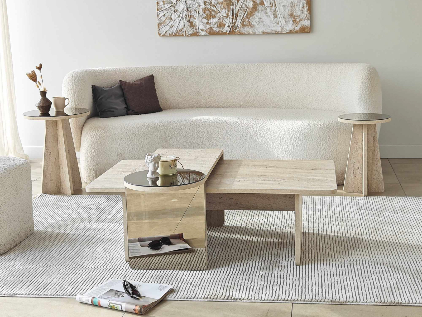 Set stočića za kafu Kailua 2823 (Svetli travertin)