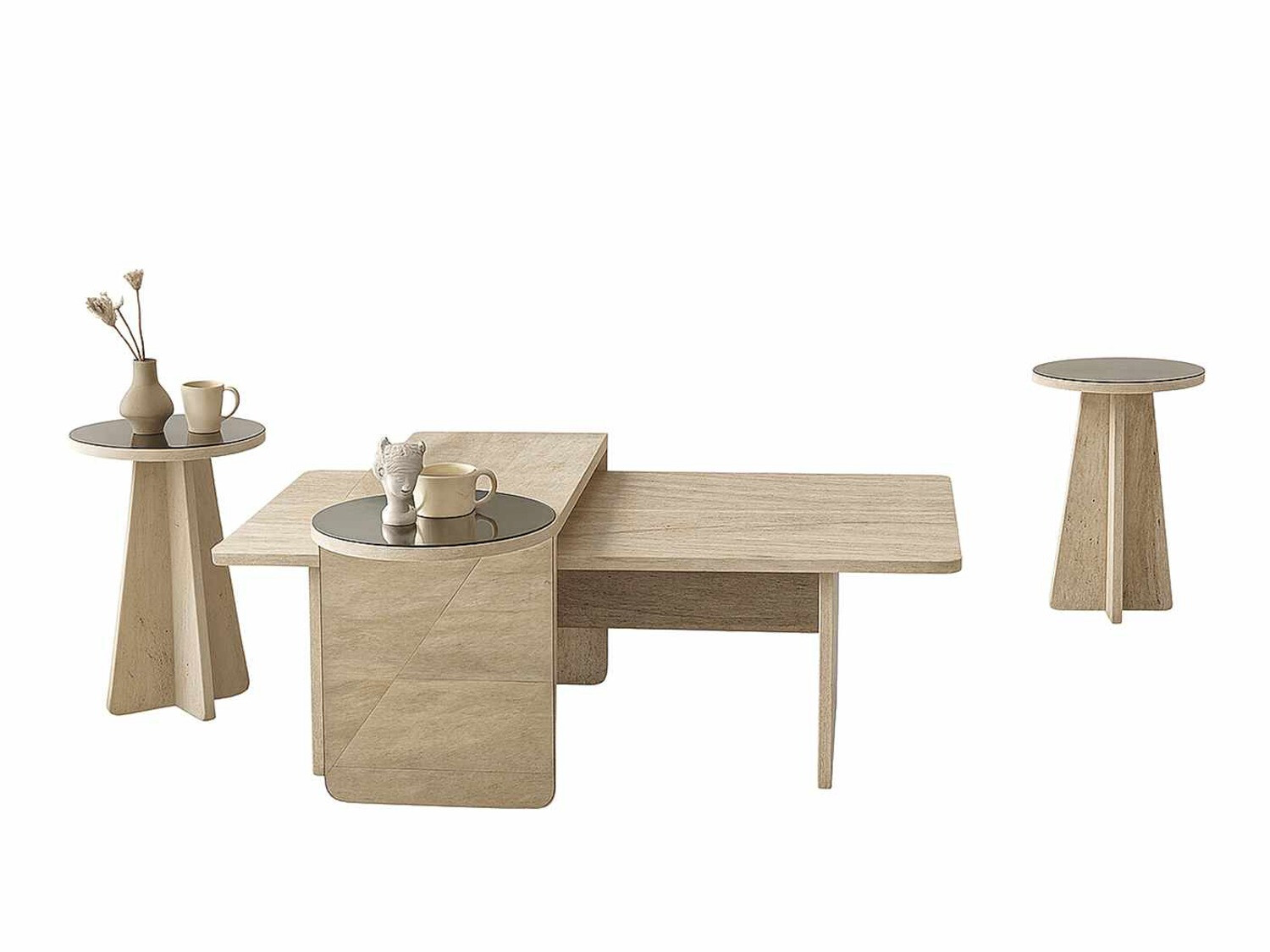 Set stočića za kafu Kailua 2823 (Svetli travertin)