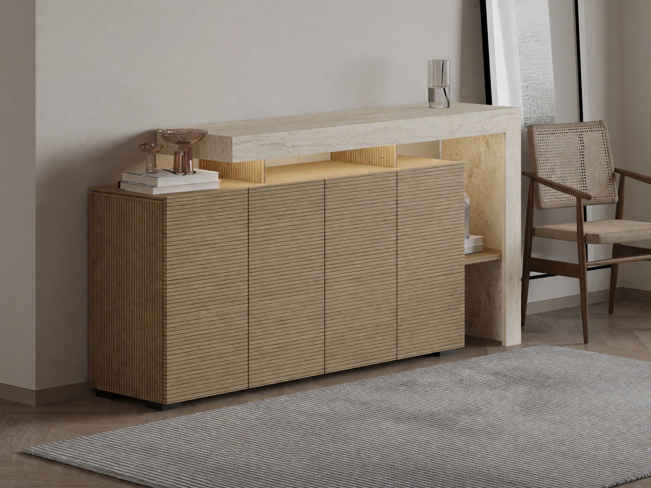 Ormarić Kailua 2825 (Hrast + Svetli travertin)