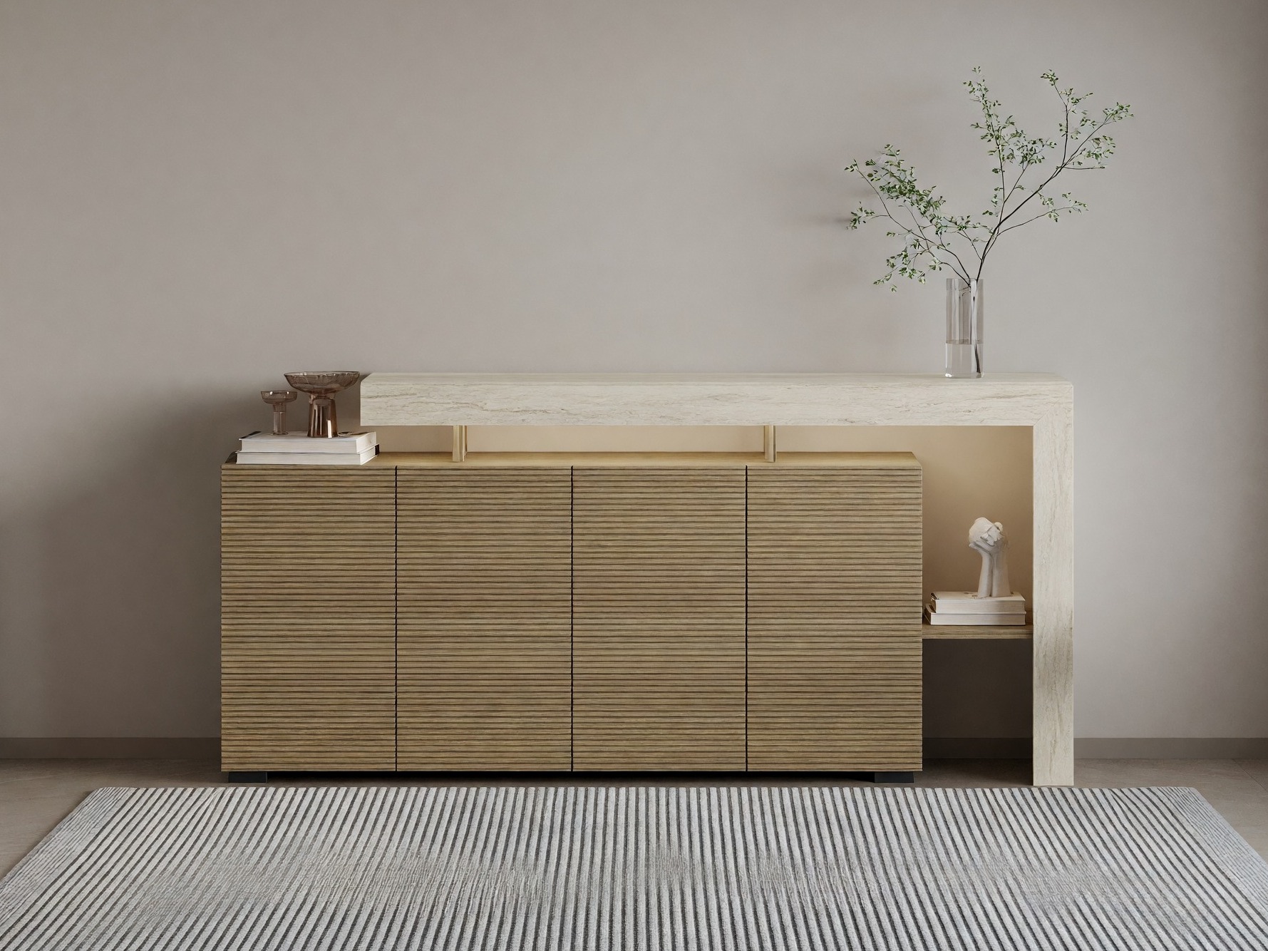 Ormarić Kailua 2825 (Hrast + Svetli travertin)