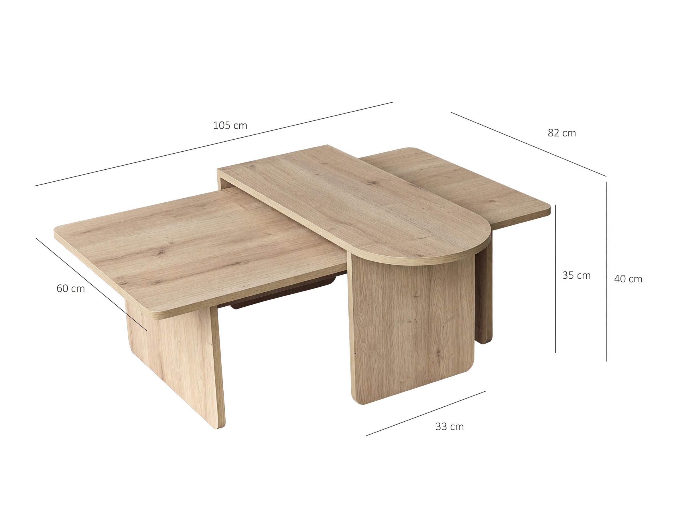 Set stočića za kafu Kailua 2824 (Hrast)