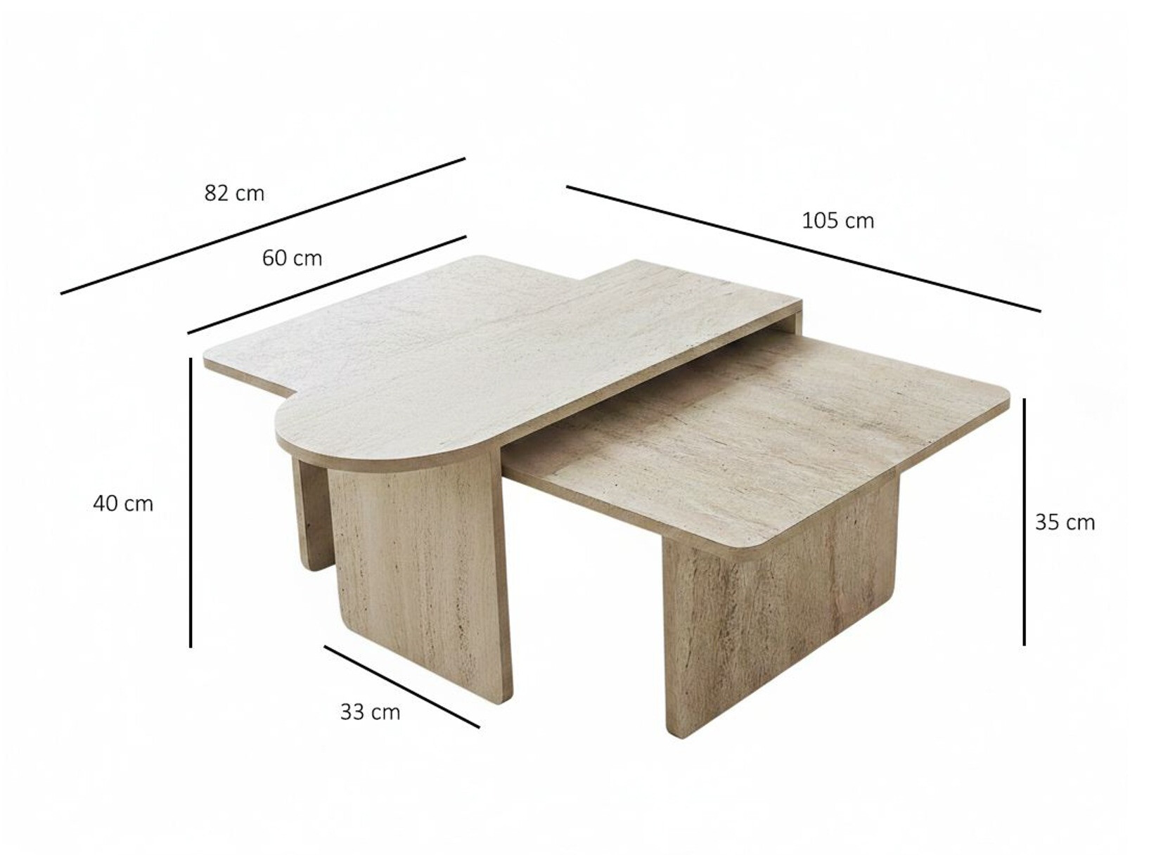Set stočića za kafu Kailua 2824 (Svetli travertin)