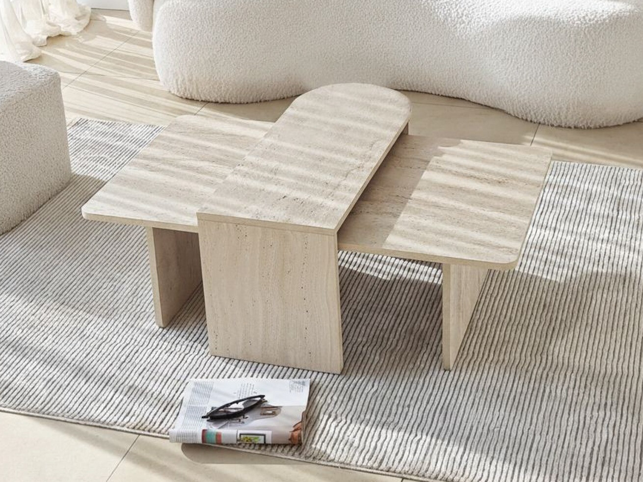 Set stočića za kafu Kailua 2824 (Svetli travertin)