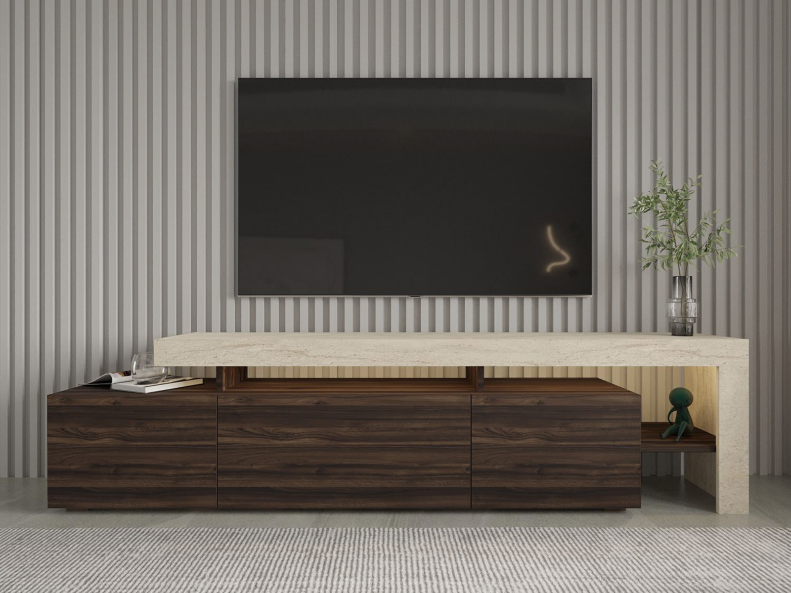 TV komoda Kailua 292 (Orah + Svetli travertin)