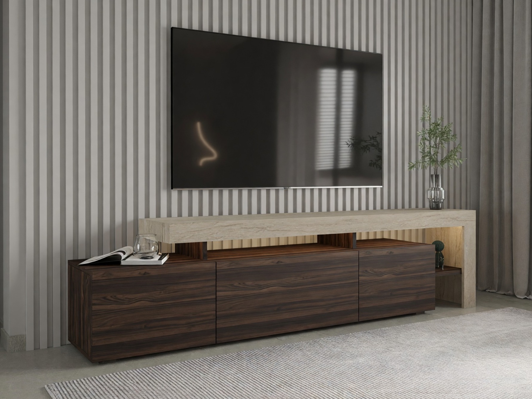 TV komoda Kailua 292 (Orah + Svetli travertin)