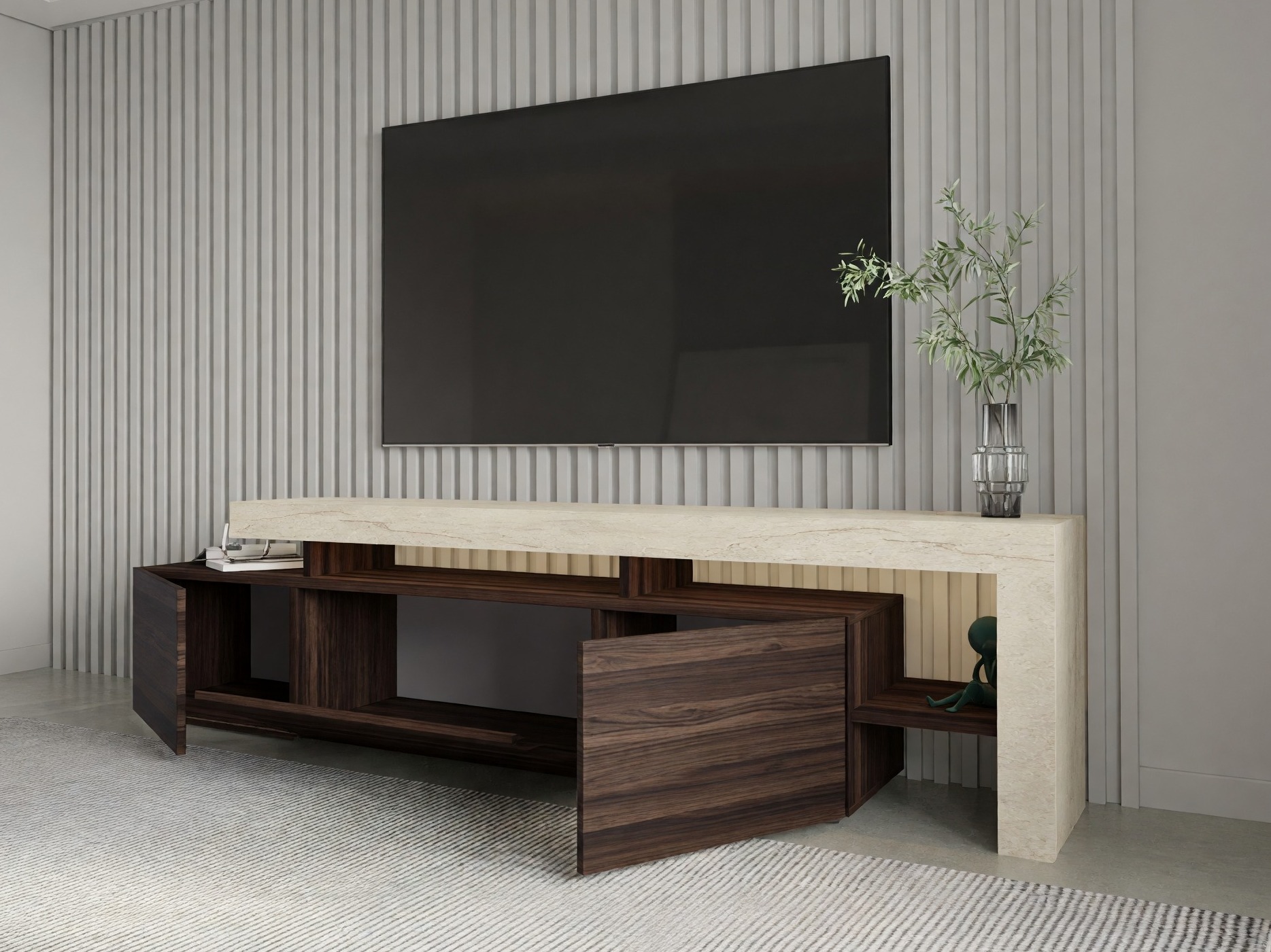 TV komoda Kailua 292 (Orah + Svetli travertin)