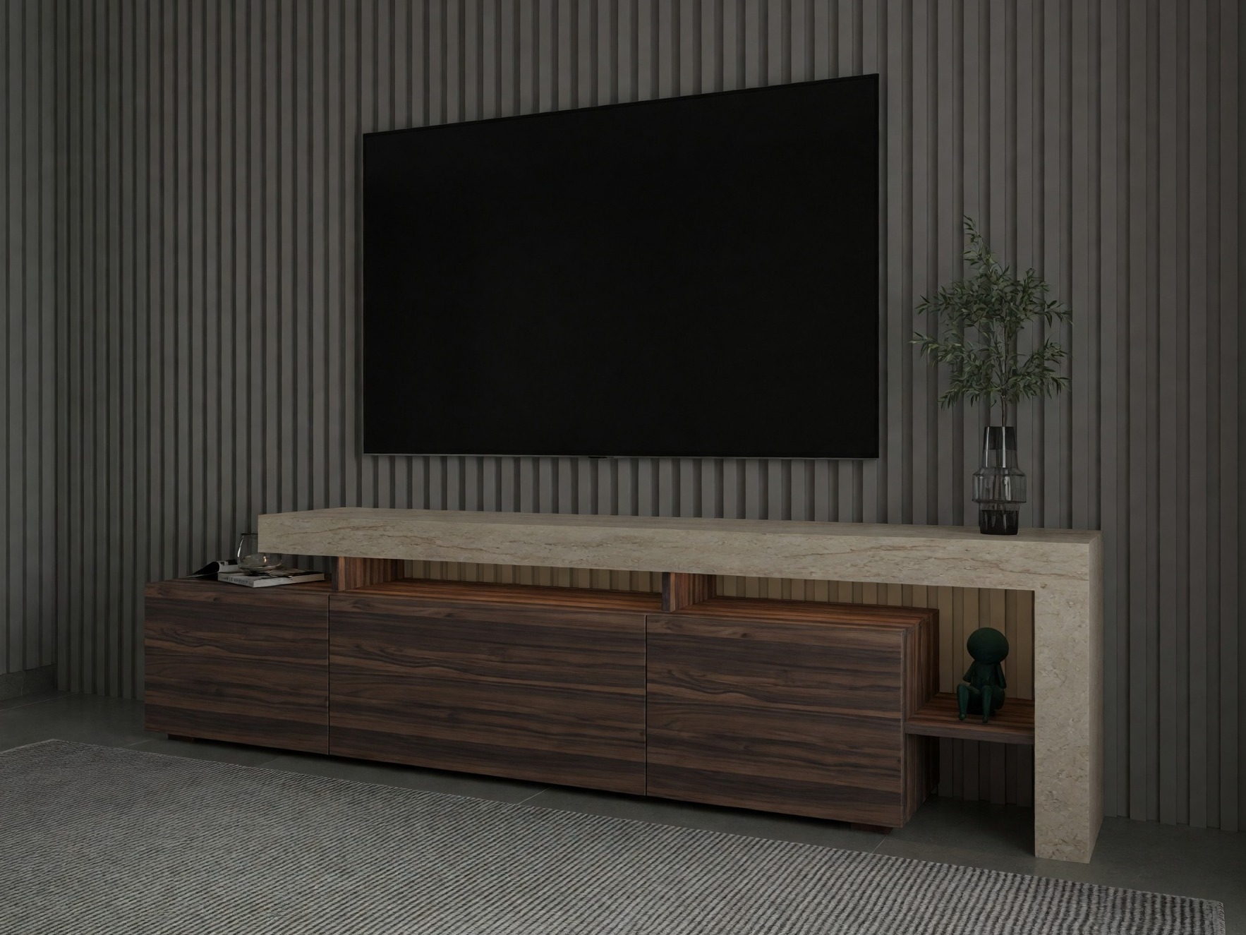 TV komoda Kailua 292 (Orah + Svetli travertin)