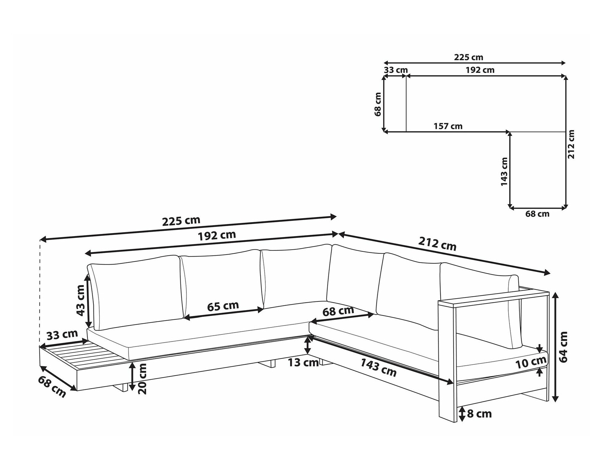 Baštenska sofa Berwyn 2548 (Belo + Svetlo drvo)