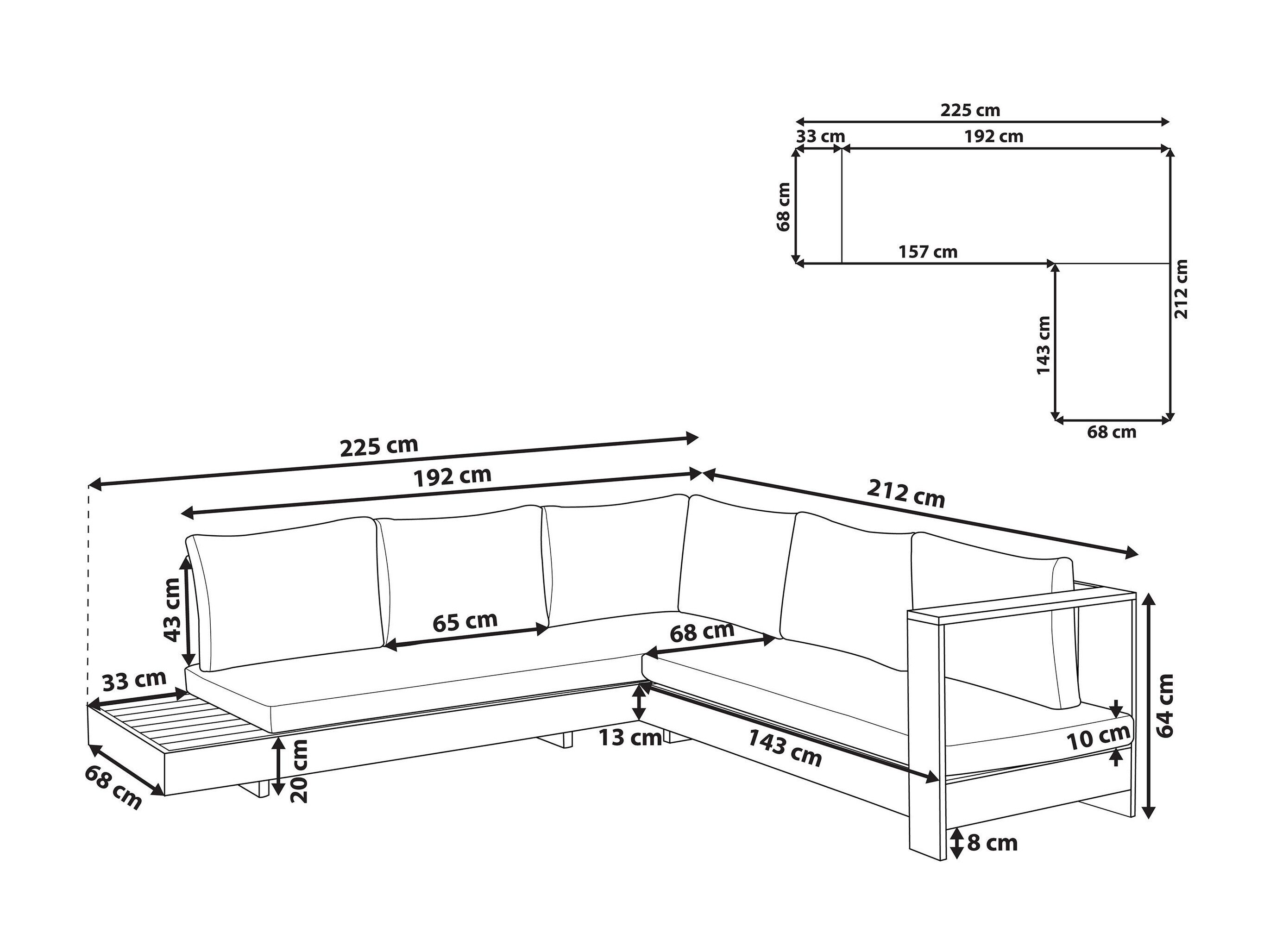 Baštenska sofa Berwyn 2548 (Crvena + Akacija)