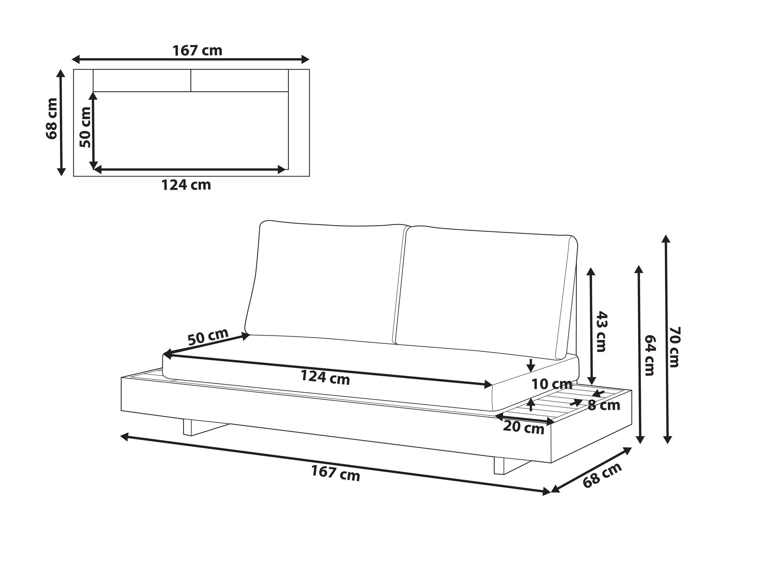 Baštenska sofa Berwyn 3328