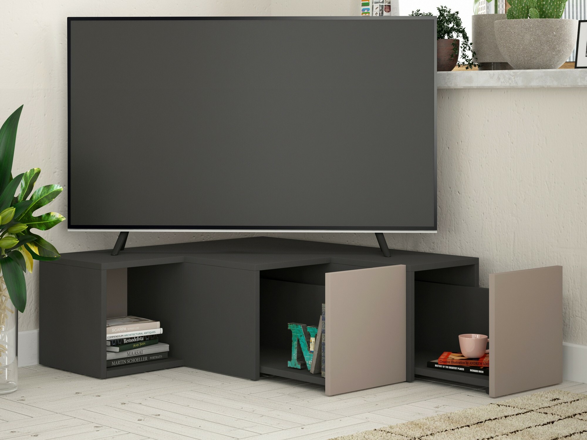 TV komoda Kailua 1058 (Antracit + Svetlo smeđa)