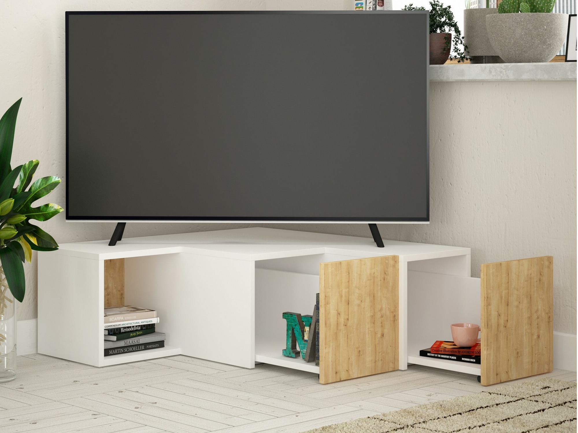 TV komoda Kailua 1058 (Belo + Hrast)