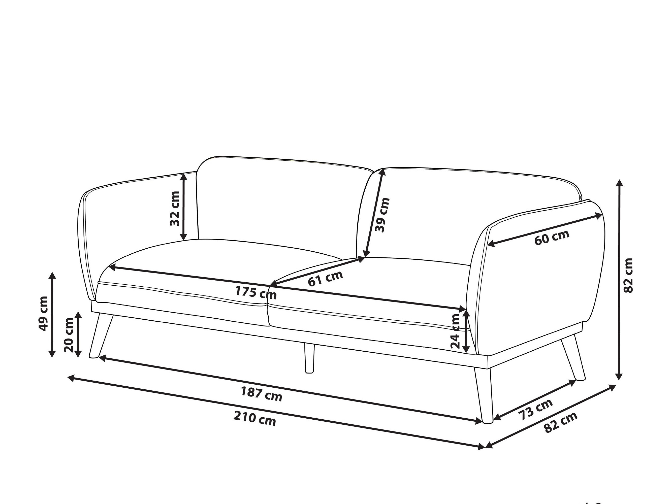 Sofa Berwyn 3341 (Crno)