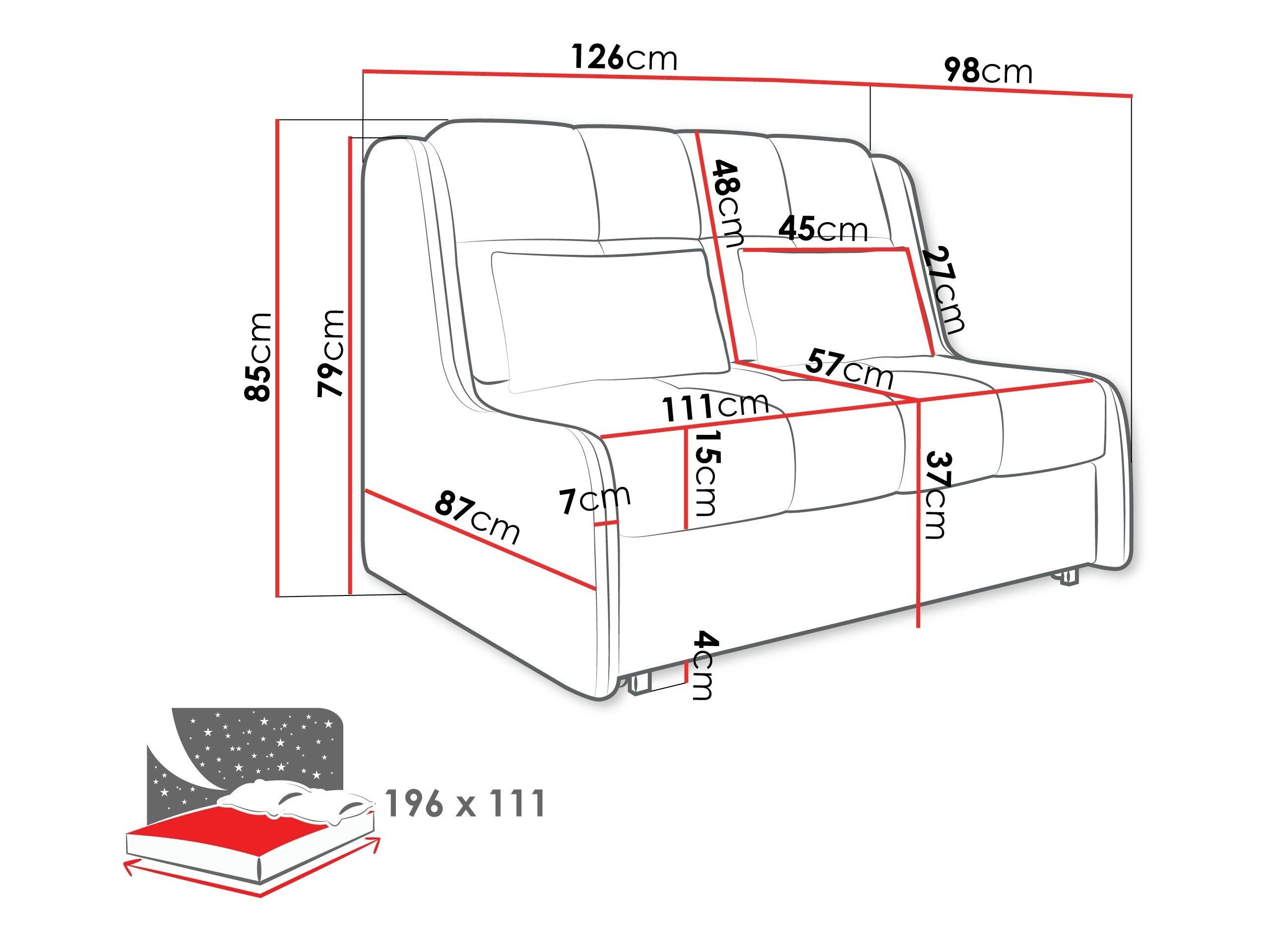 Sofa na razvlačenje Columbus 255 (Sereno 692)