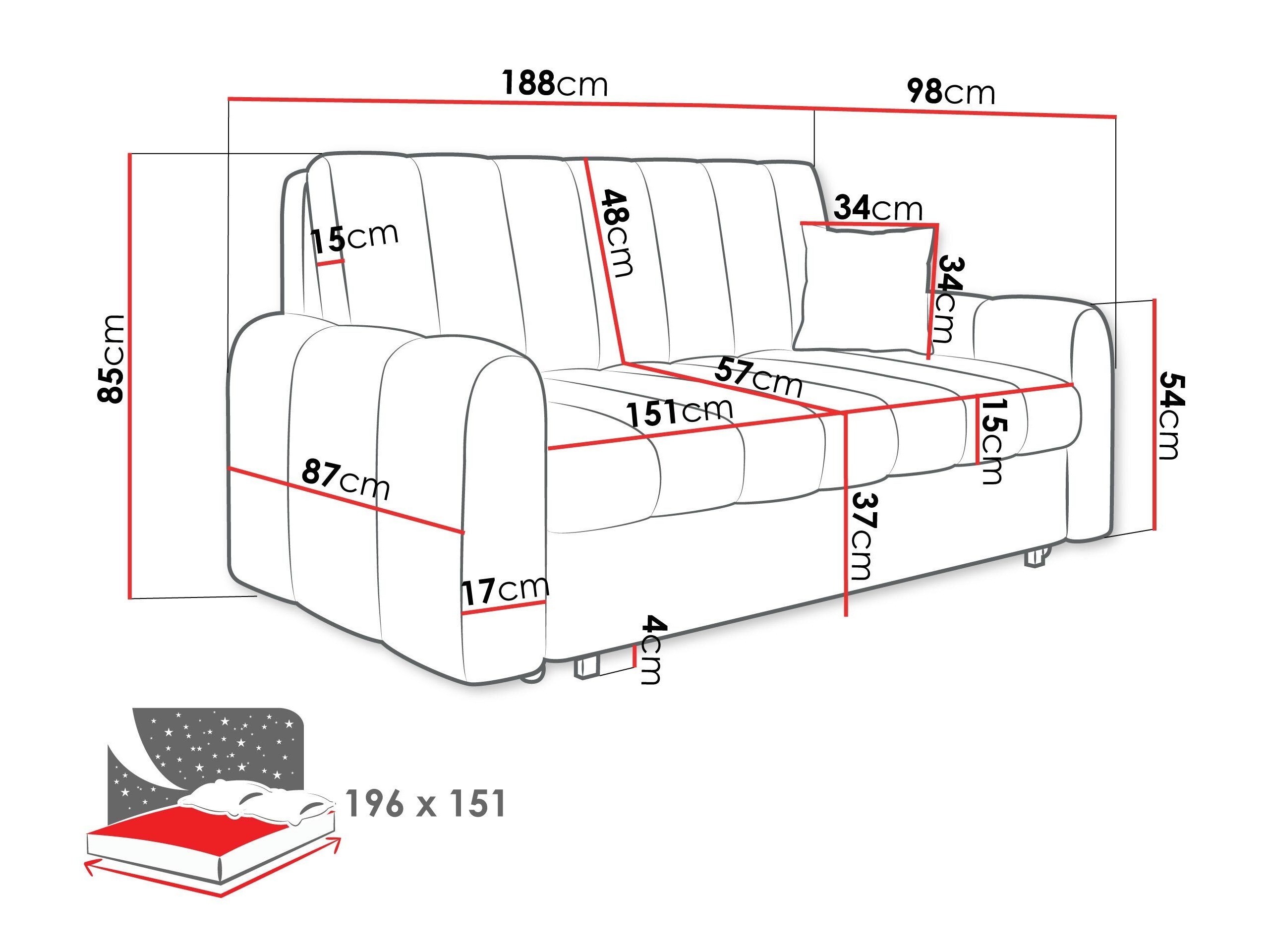 Sofa na razvlačenje Columbus 265 (Lumo 40)