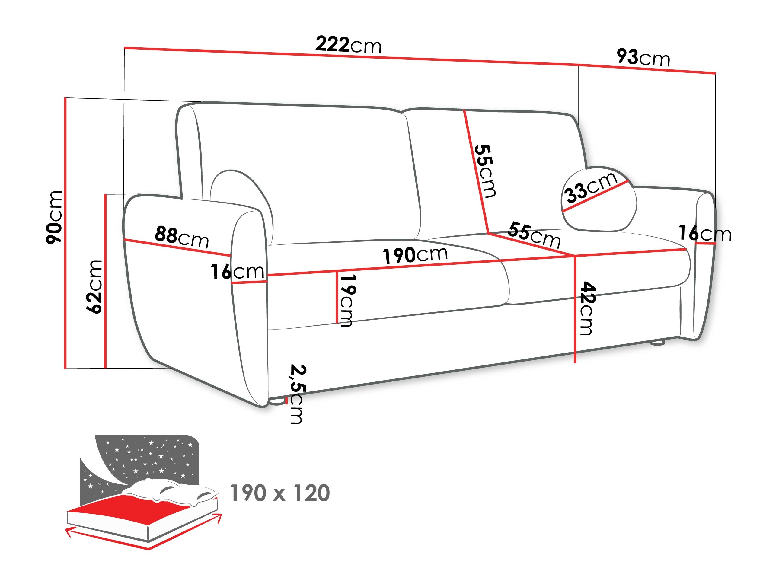 Sofa na razvlačenje Pagis (Taro 11)