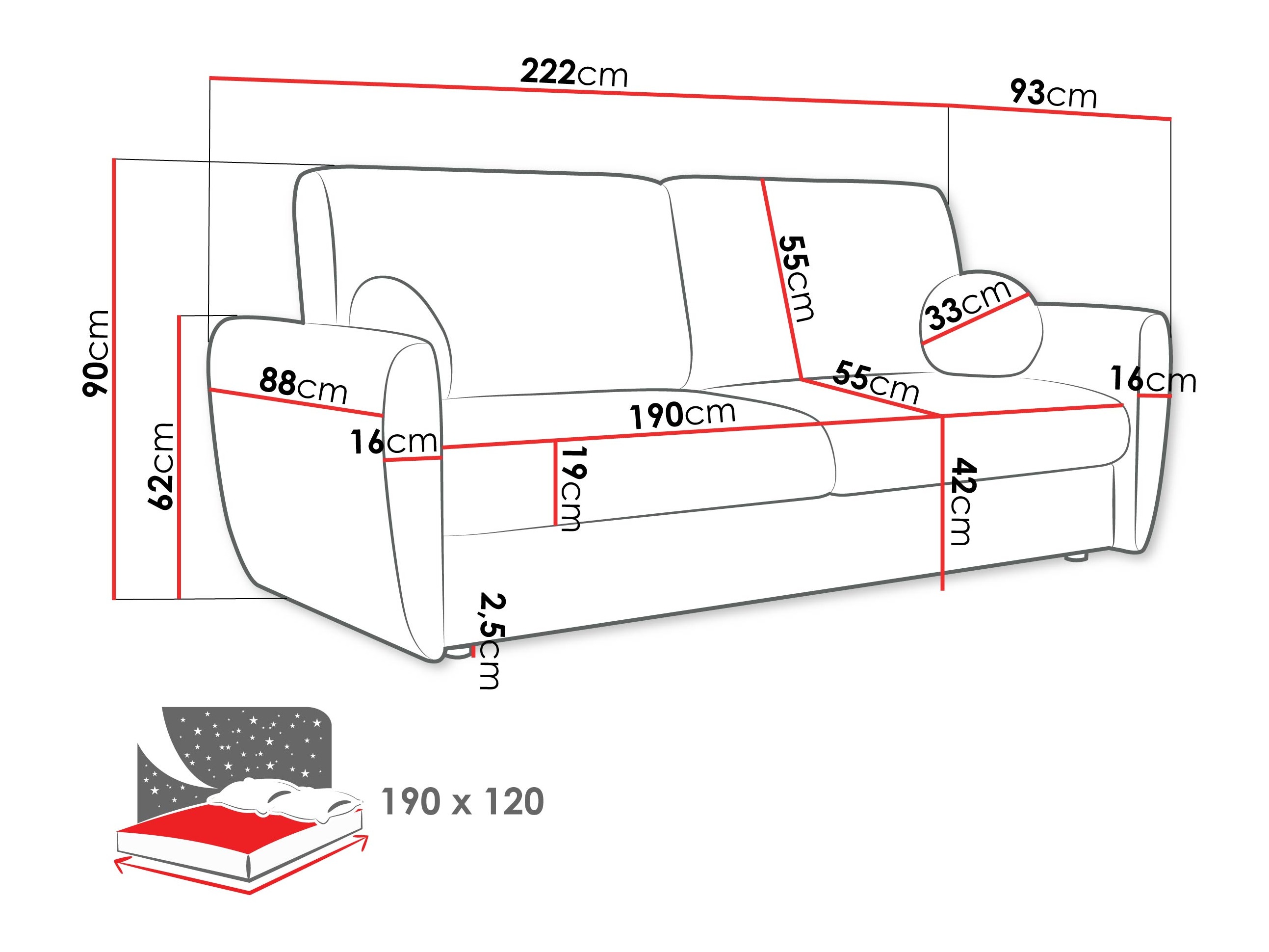 Sofa na razvlačenje Pagis (Taro 33)