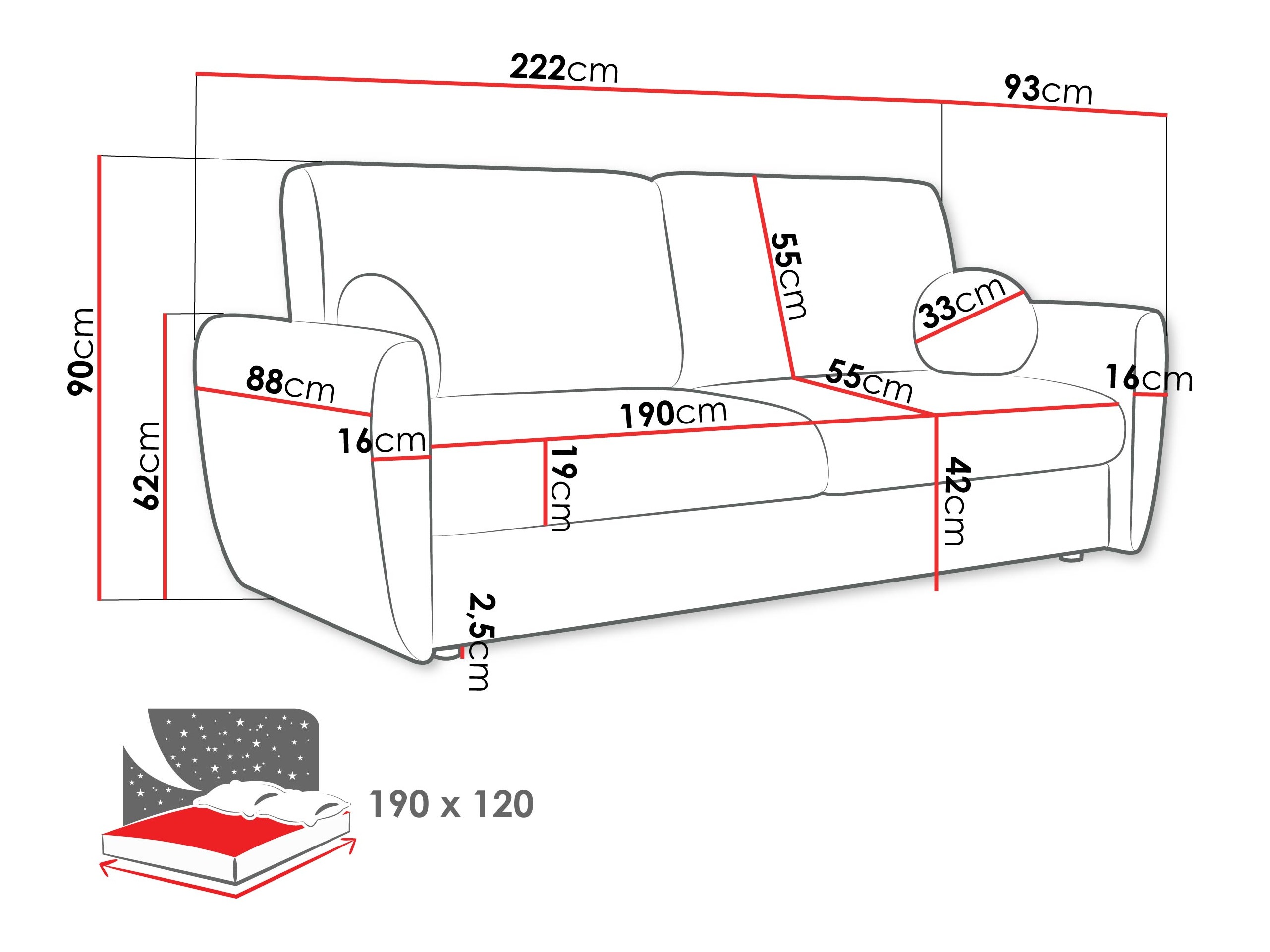 Sofa na razvlačenje Pagis (Taro 98)