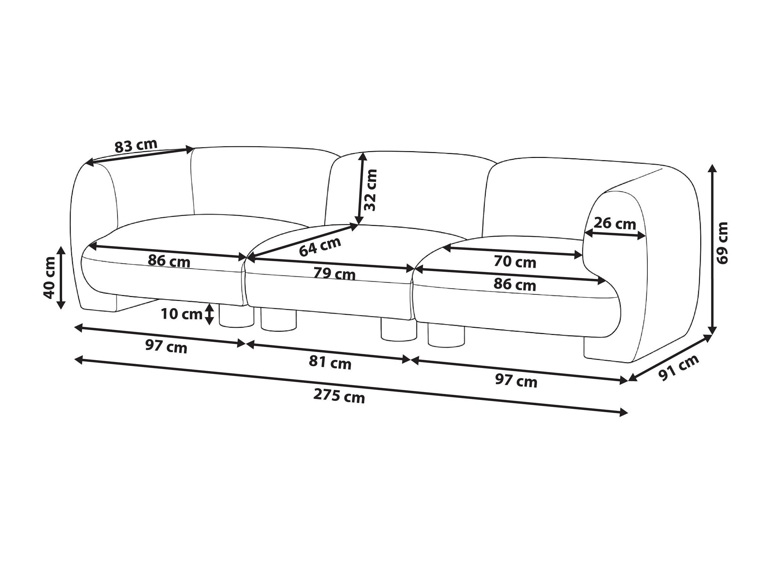 Modularna sofa Torevaru 100 (Belo)