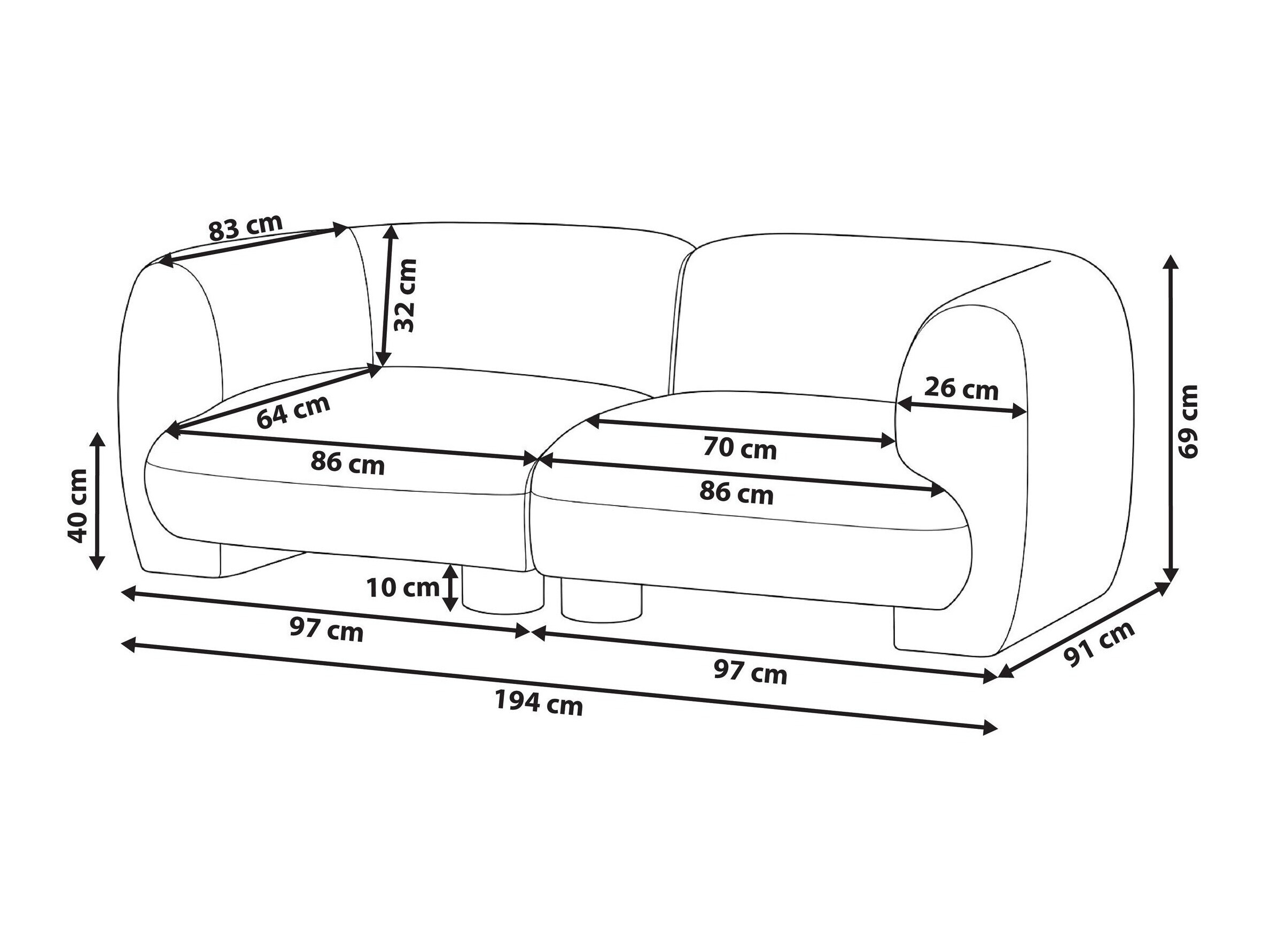 Modularna sofa Torevaru 101 (Belo)