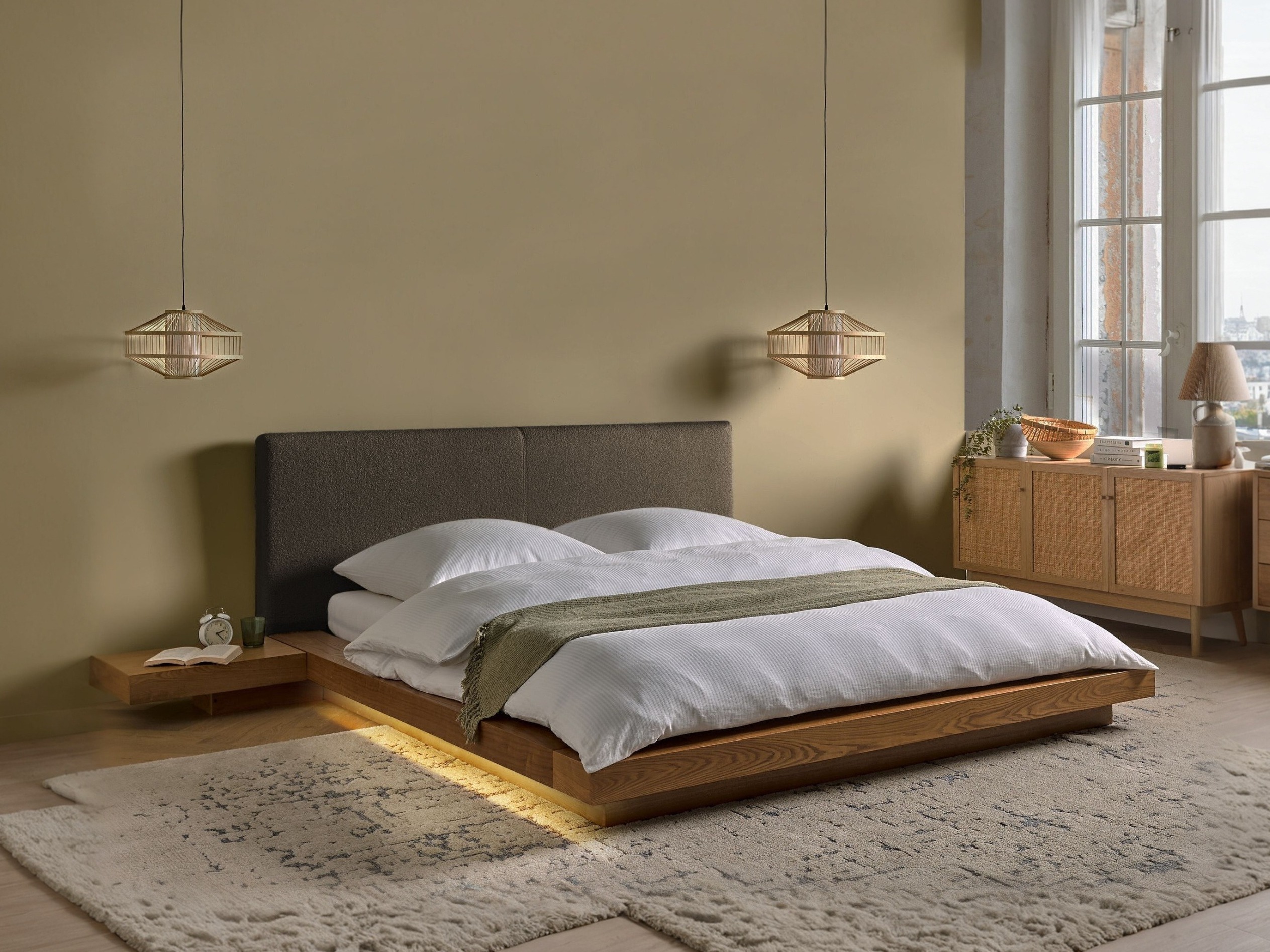 Krevet Berwyn 3144 (Svetlo drvo + Taupe)