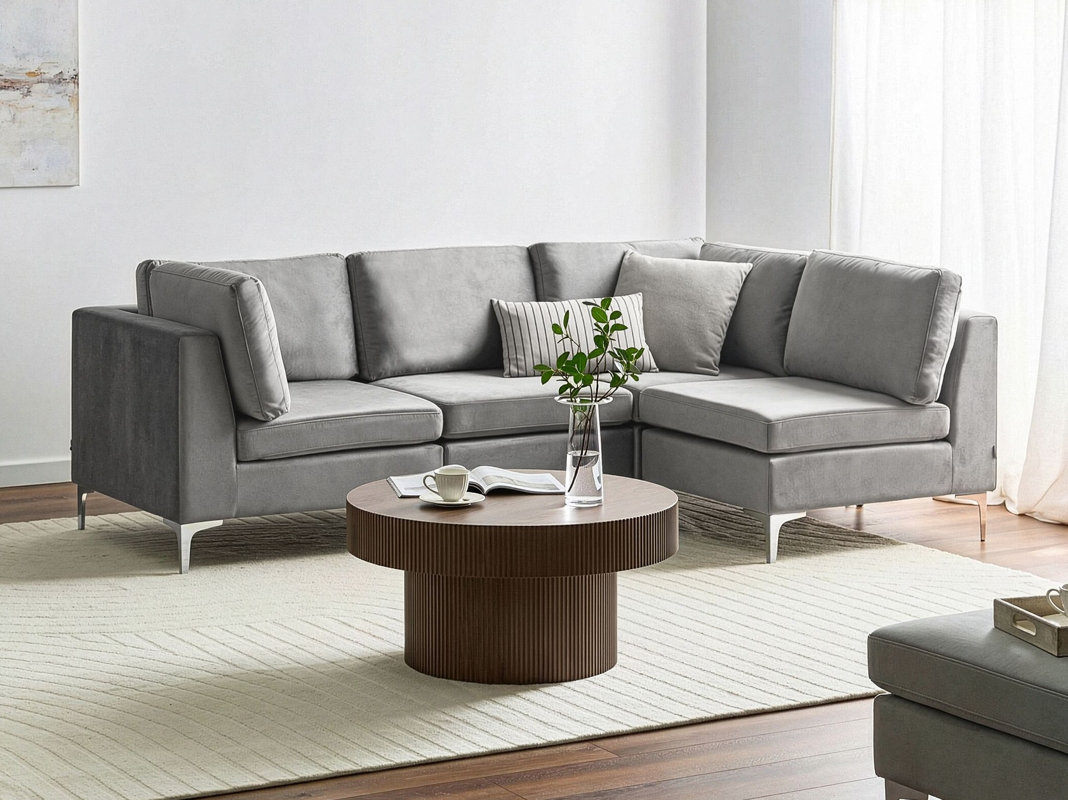 Modularna ugaona garnitura Dorleve 100 (Sivo)