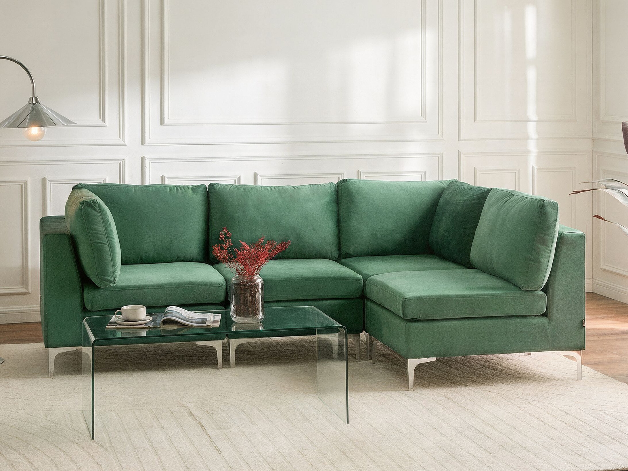 Modularna ugaona garnitura Dorleve 100 (Zelena)