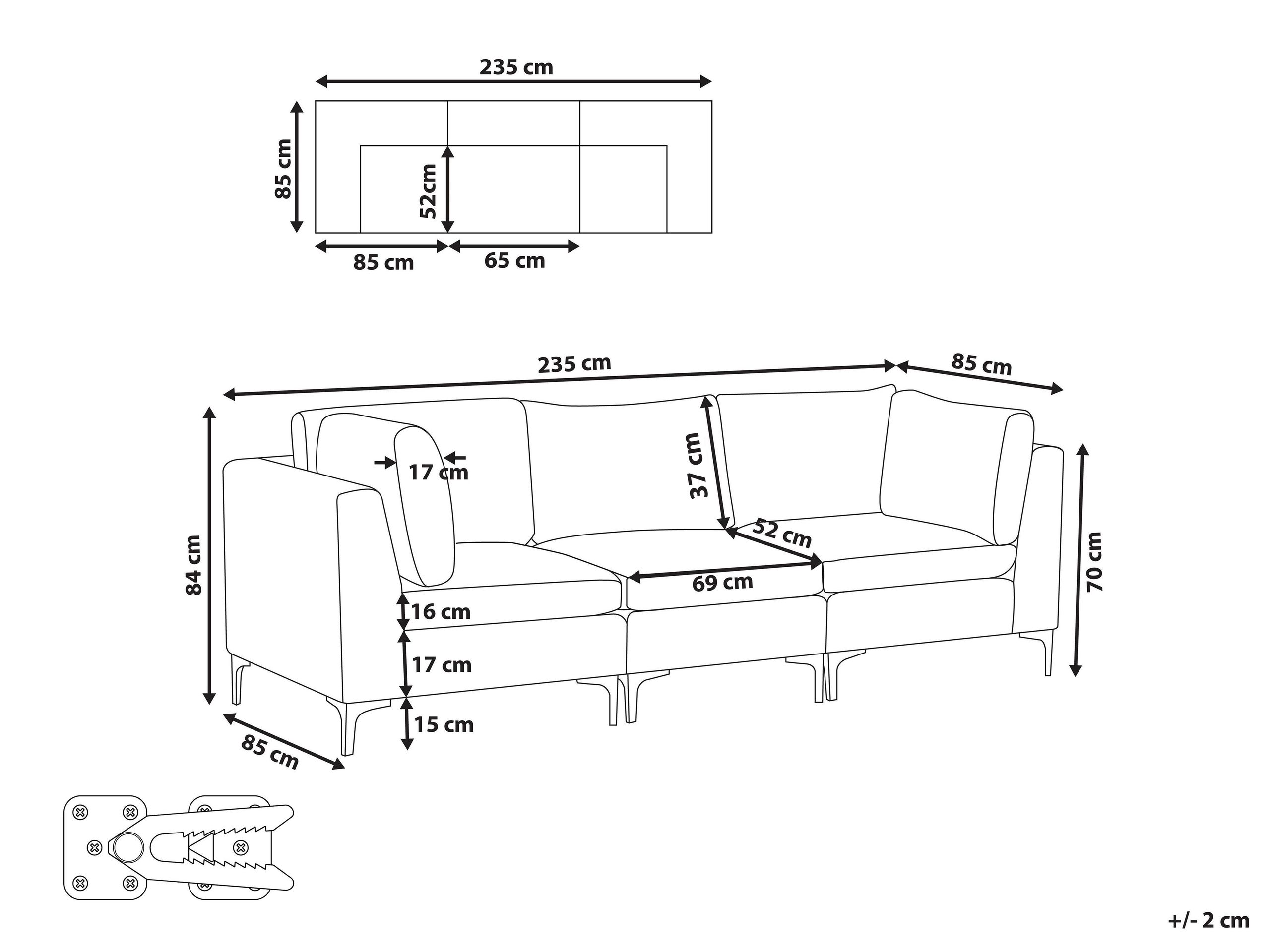 Modularna sofa Dorleve 103 (Sivo)