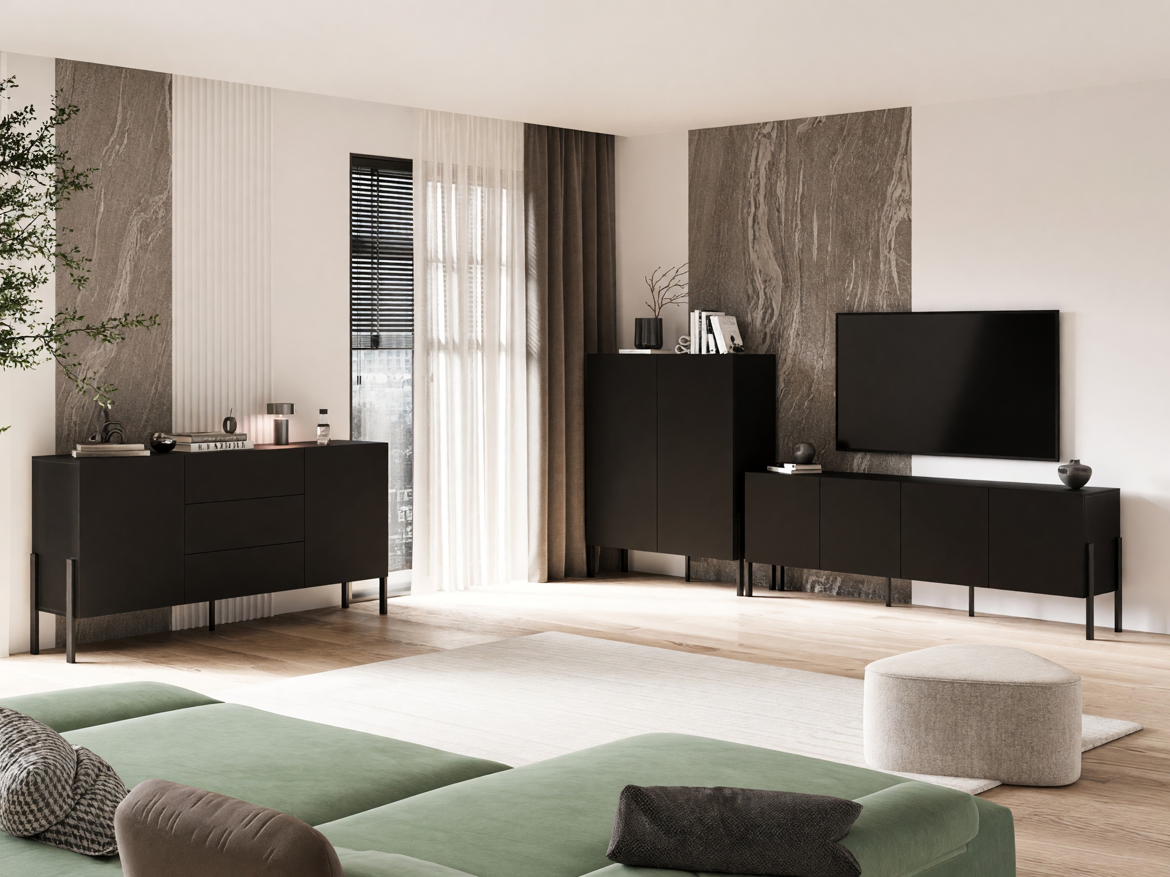Set za dnevnu sobu Etsore 105 (Crno)