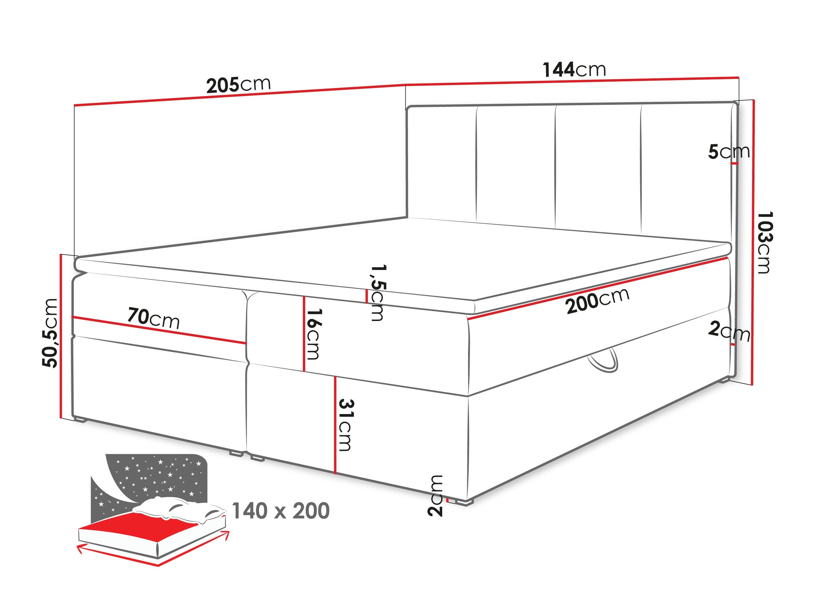 Boxspring krevet Oppidum (Polo 894)