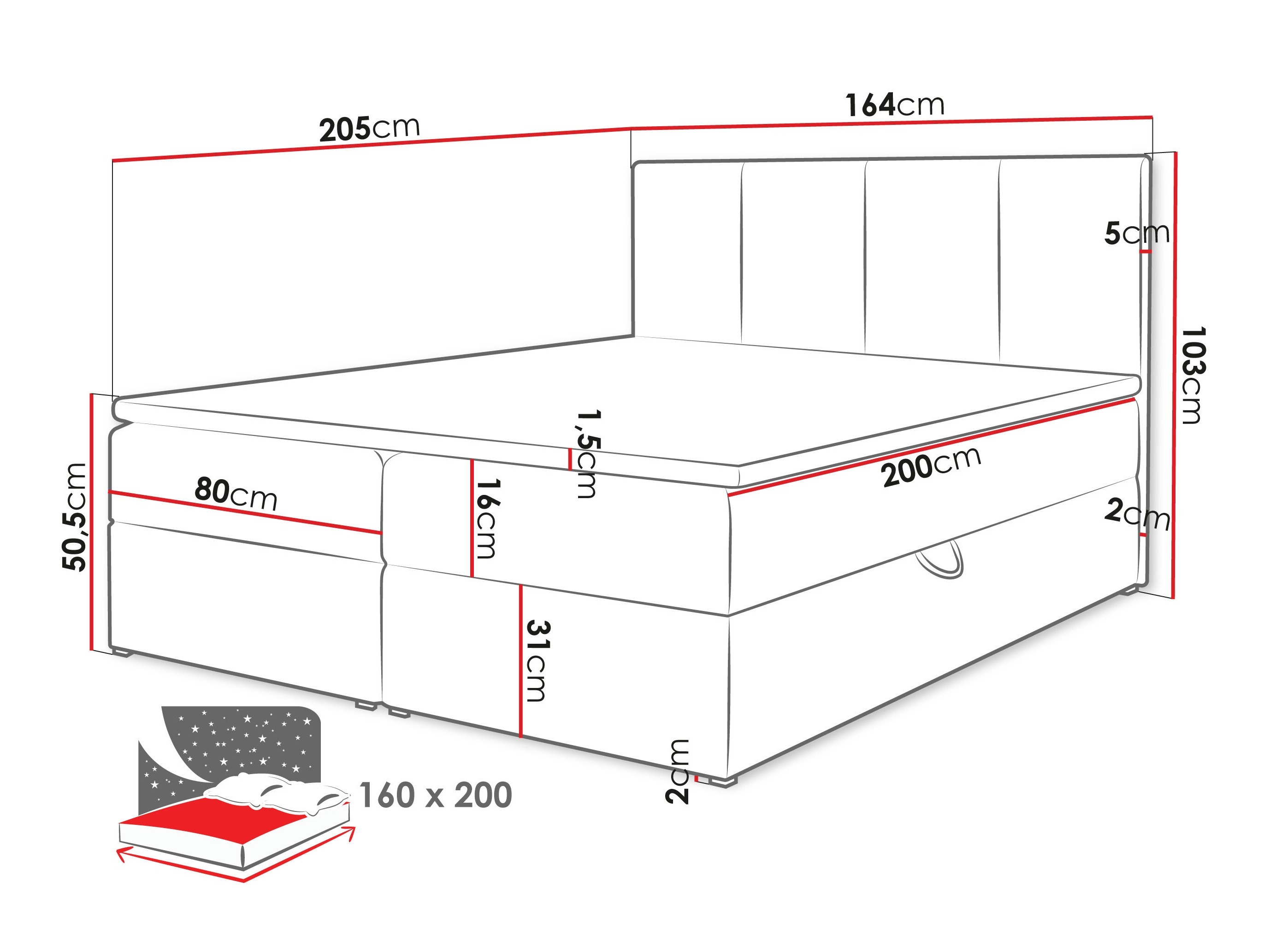 Boxspring krevet Oppidum (Polo 894)