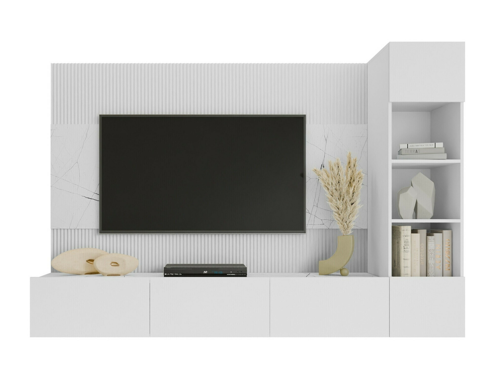 Set za dnevnu sobu Comfivo Salix II (Belo + Beli mermer)
