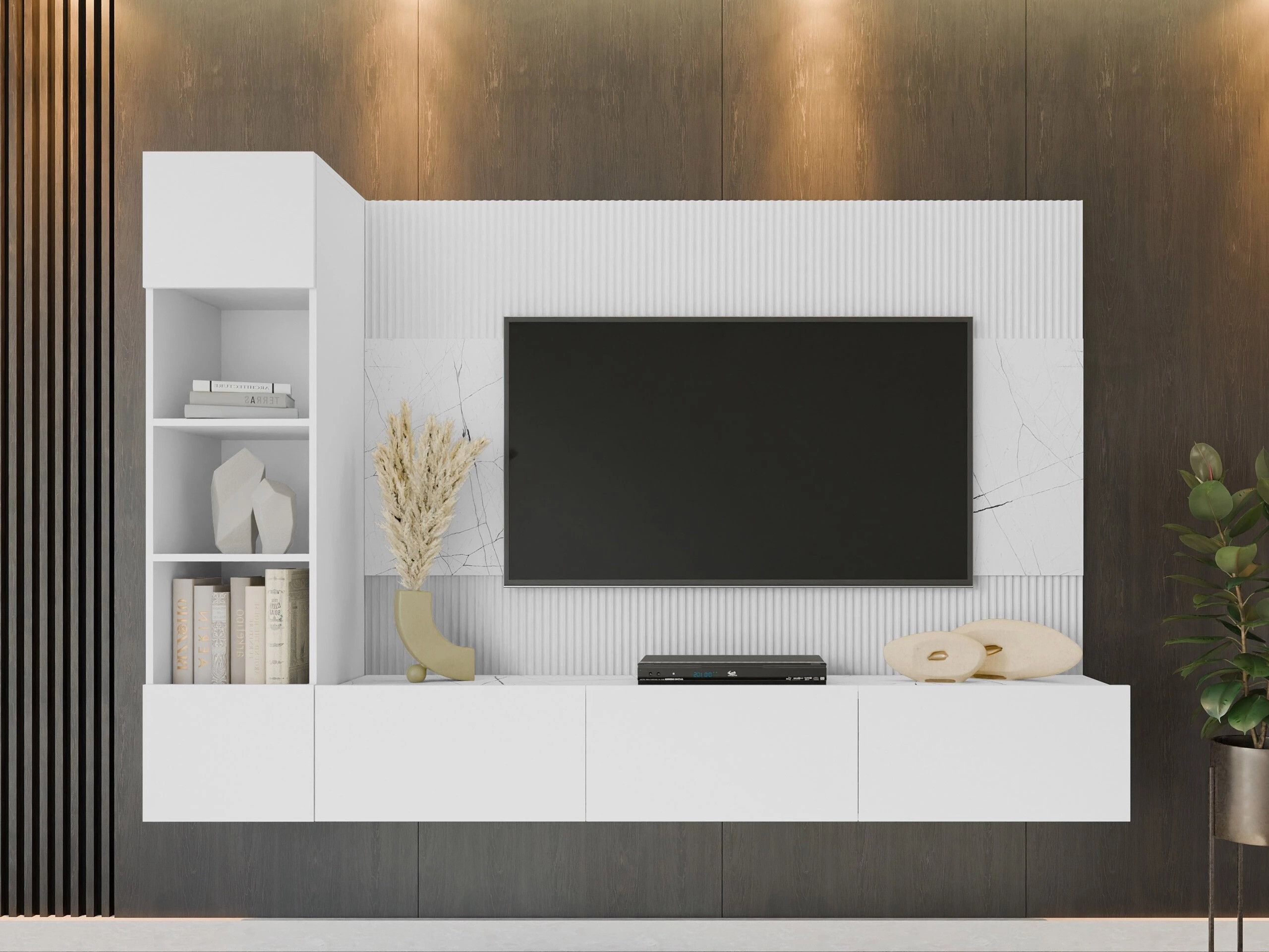 Set za dnevnu sobu Comfivo Salix II (Belo + Beli mermer)