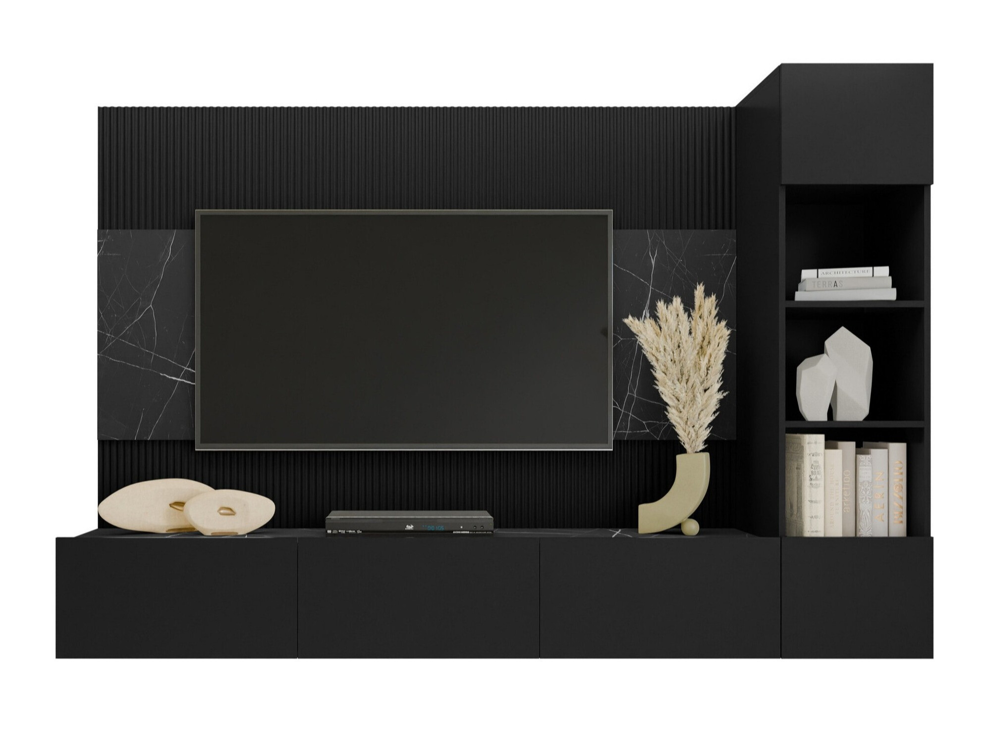 Set za dnevnu sobu Comfivo Salix II (Crno + Crni mermer)