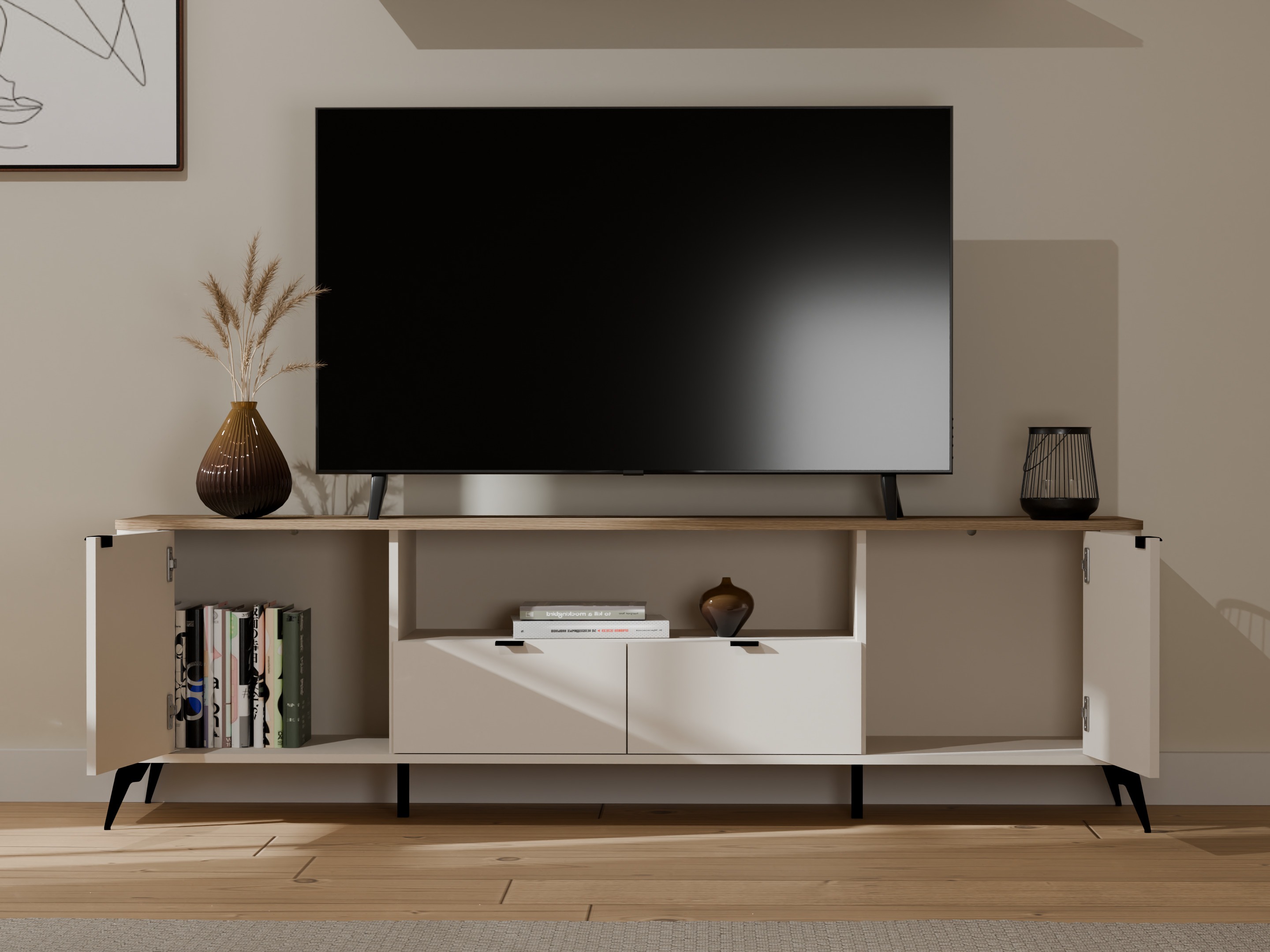 TV komoda Soavie 108 (Kašmir + Hrast)