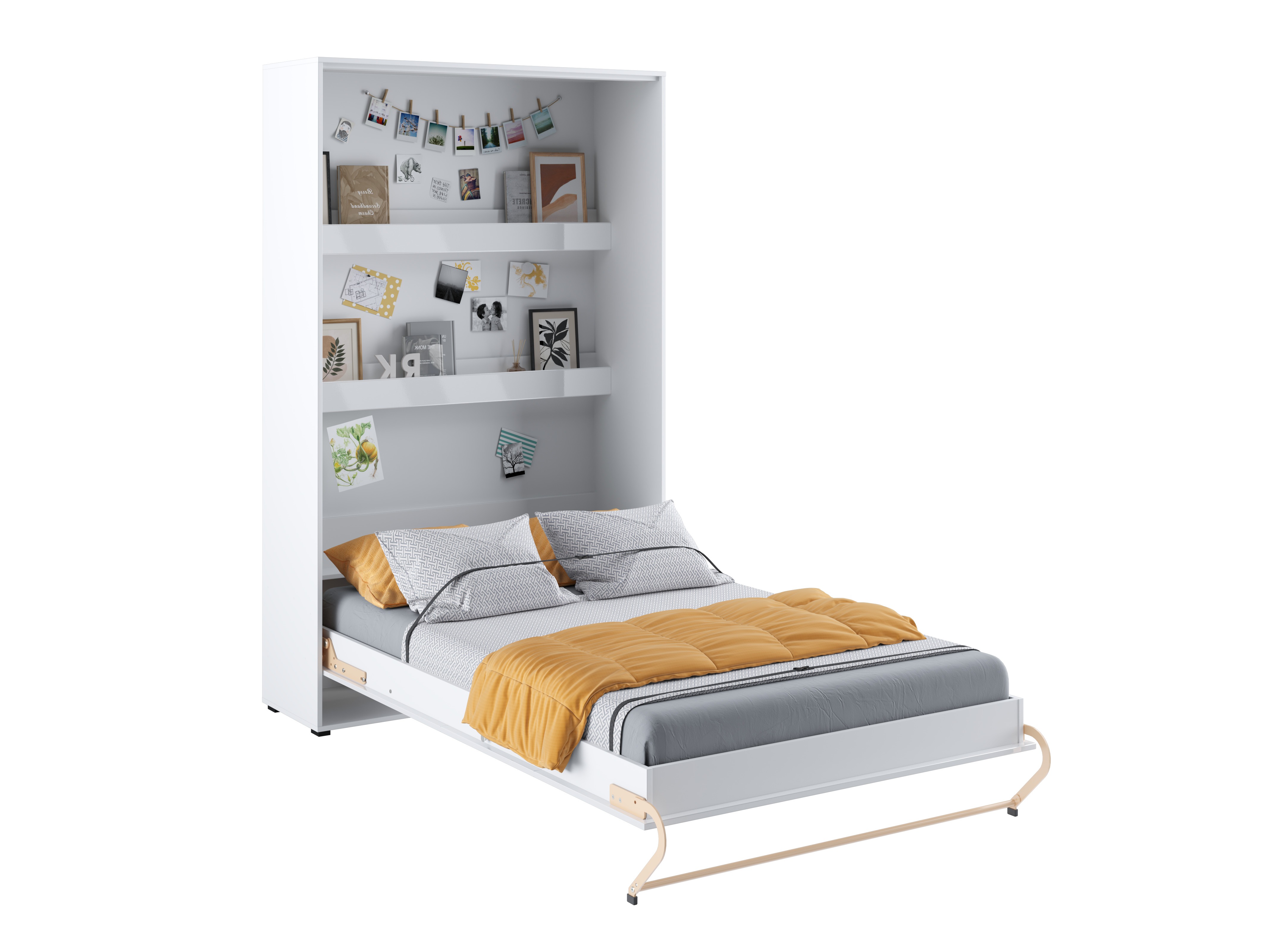 Zidni krevet Concept Pro Lenart III (Belo + Sjajno belo)