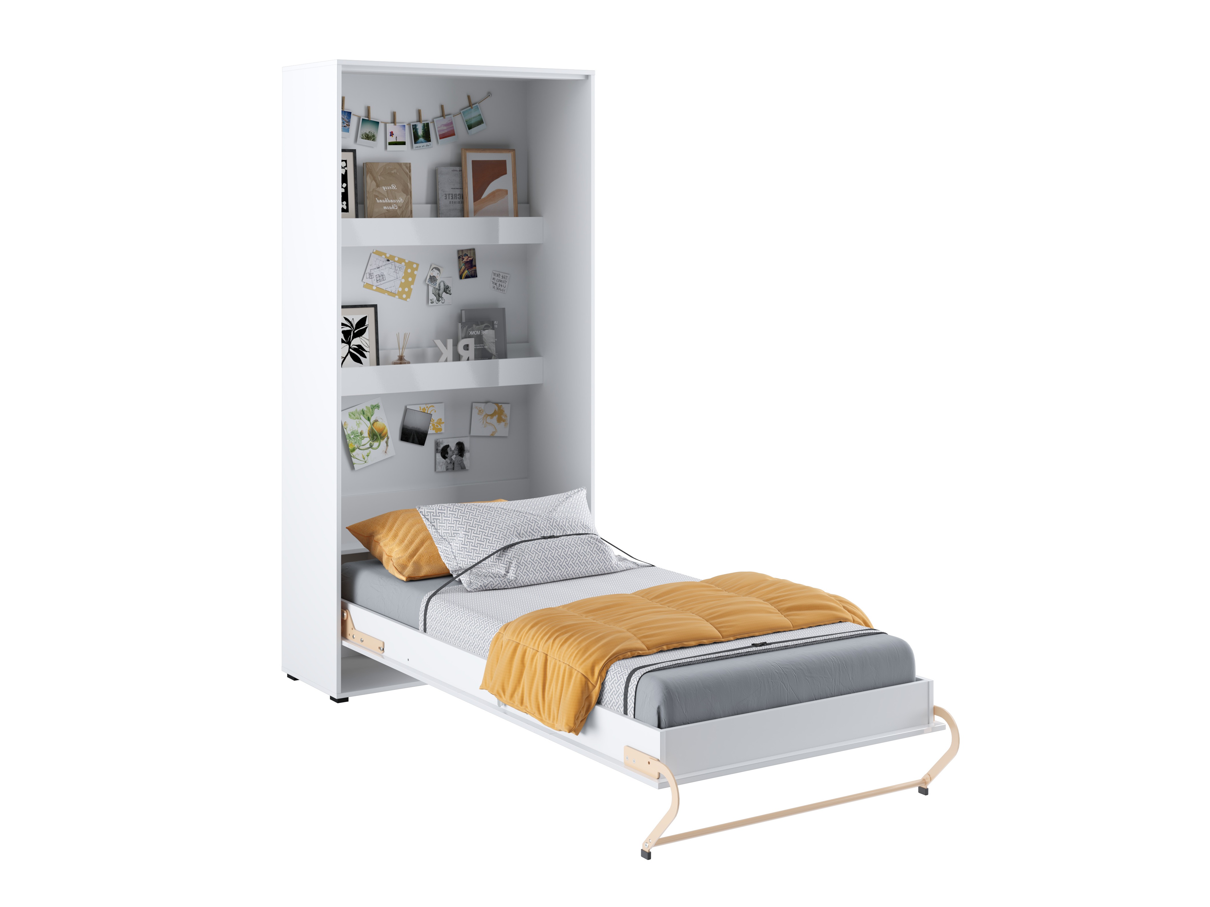 Zidni krevet Concept Pro Lenart III (Belo + Sjajno belo)